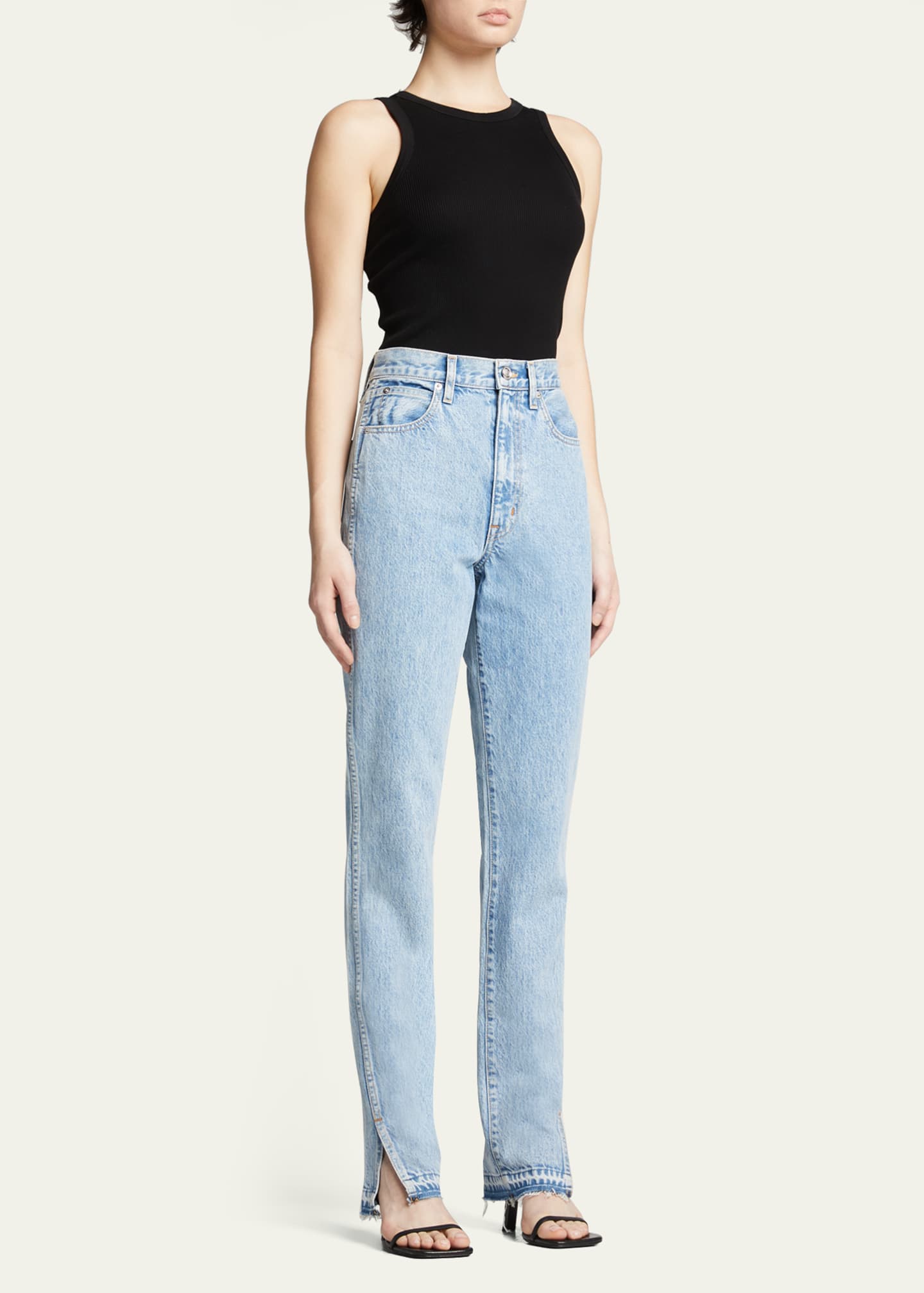 SLVRLAKE Sierra Twisted Slim Straight Jeans w/ Splits - Bergdorf Goodman
