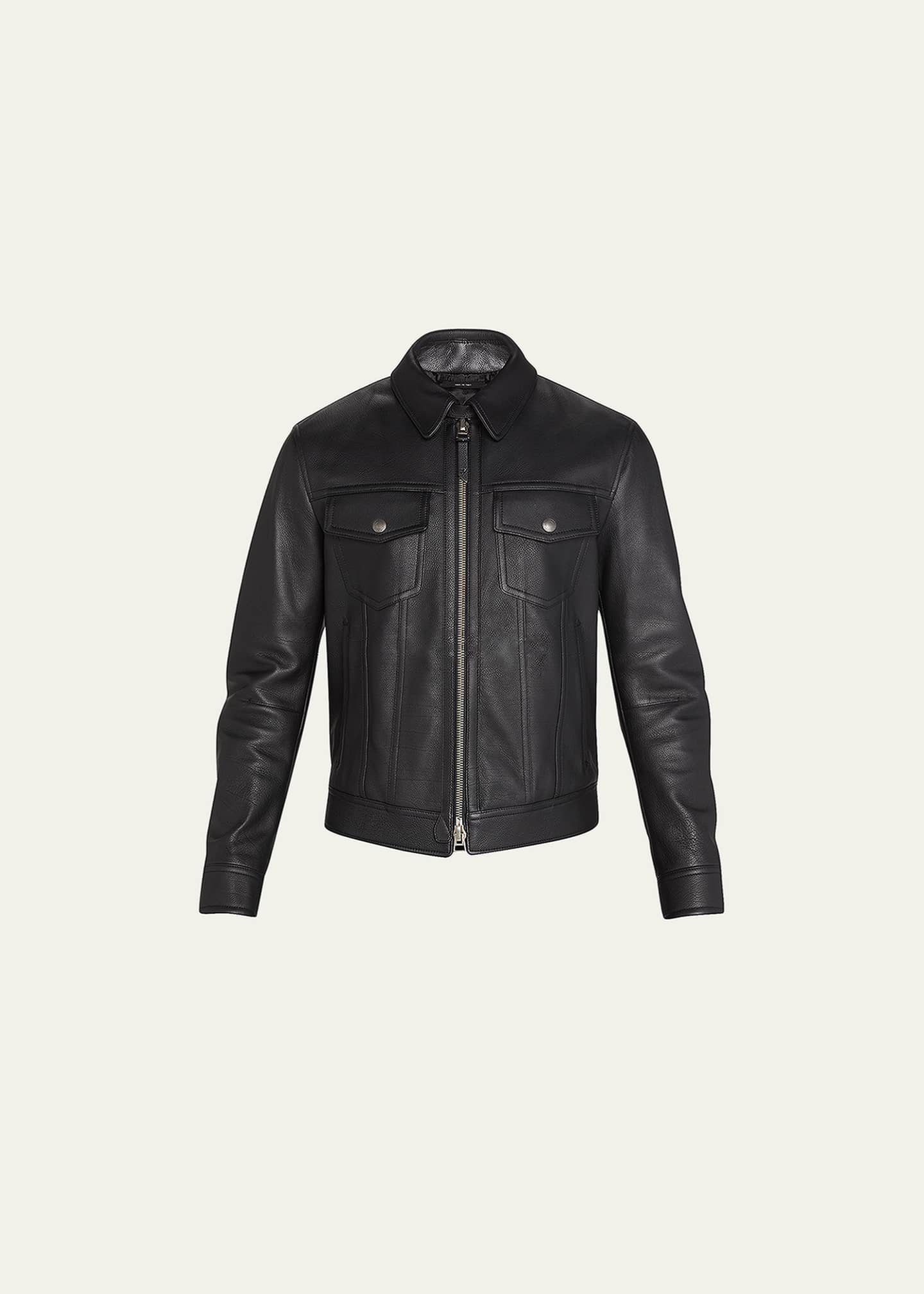 TOM FORD Men's Western Zip Leather Jacket - Bergdorf Goodman