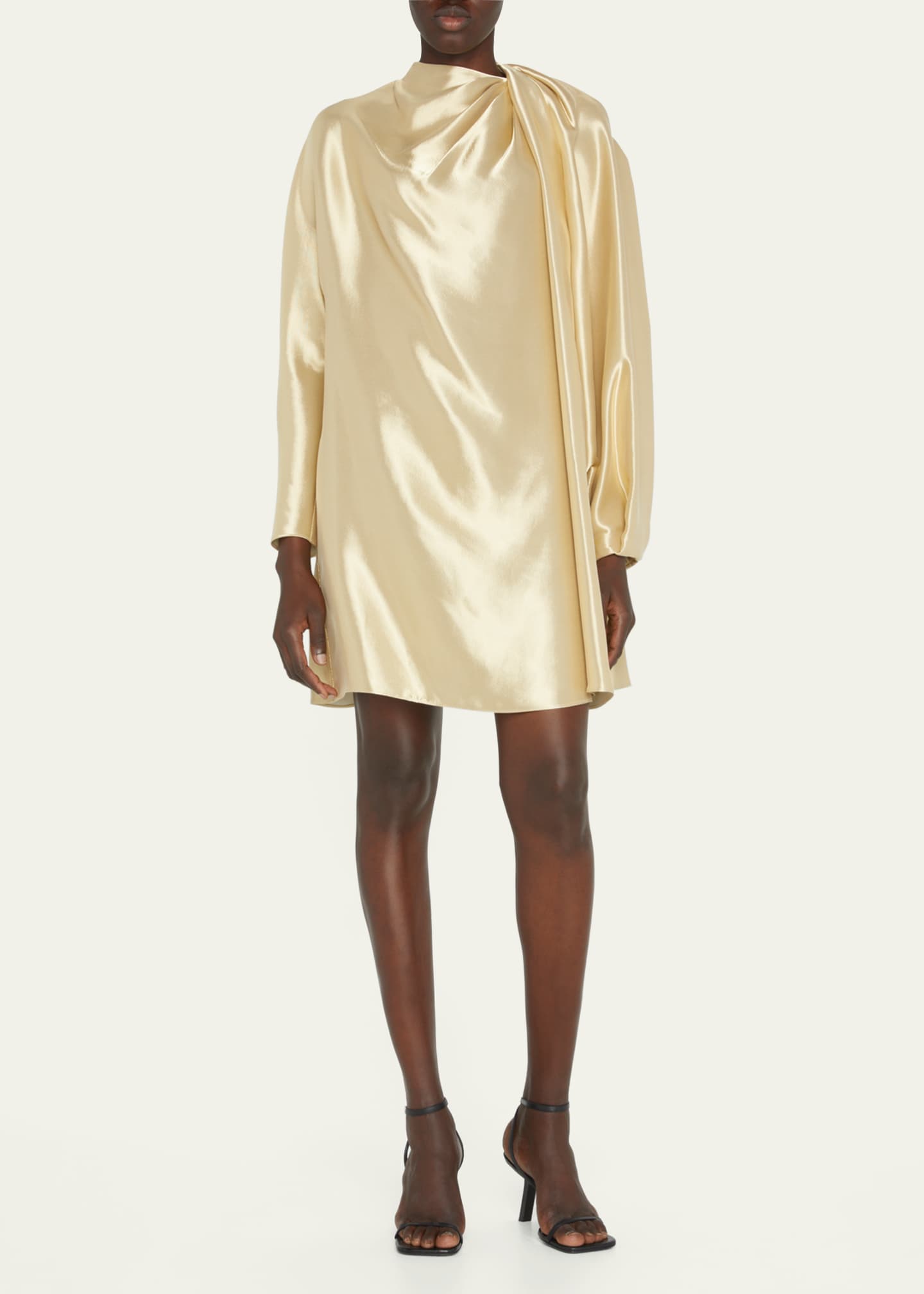 Fendi Draped Cady Silk Mini Dress - Bergdorf Goodman