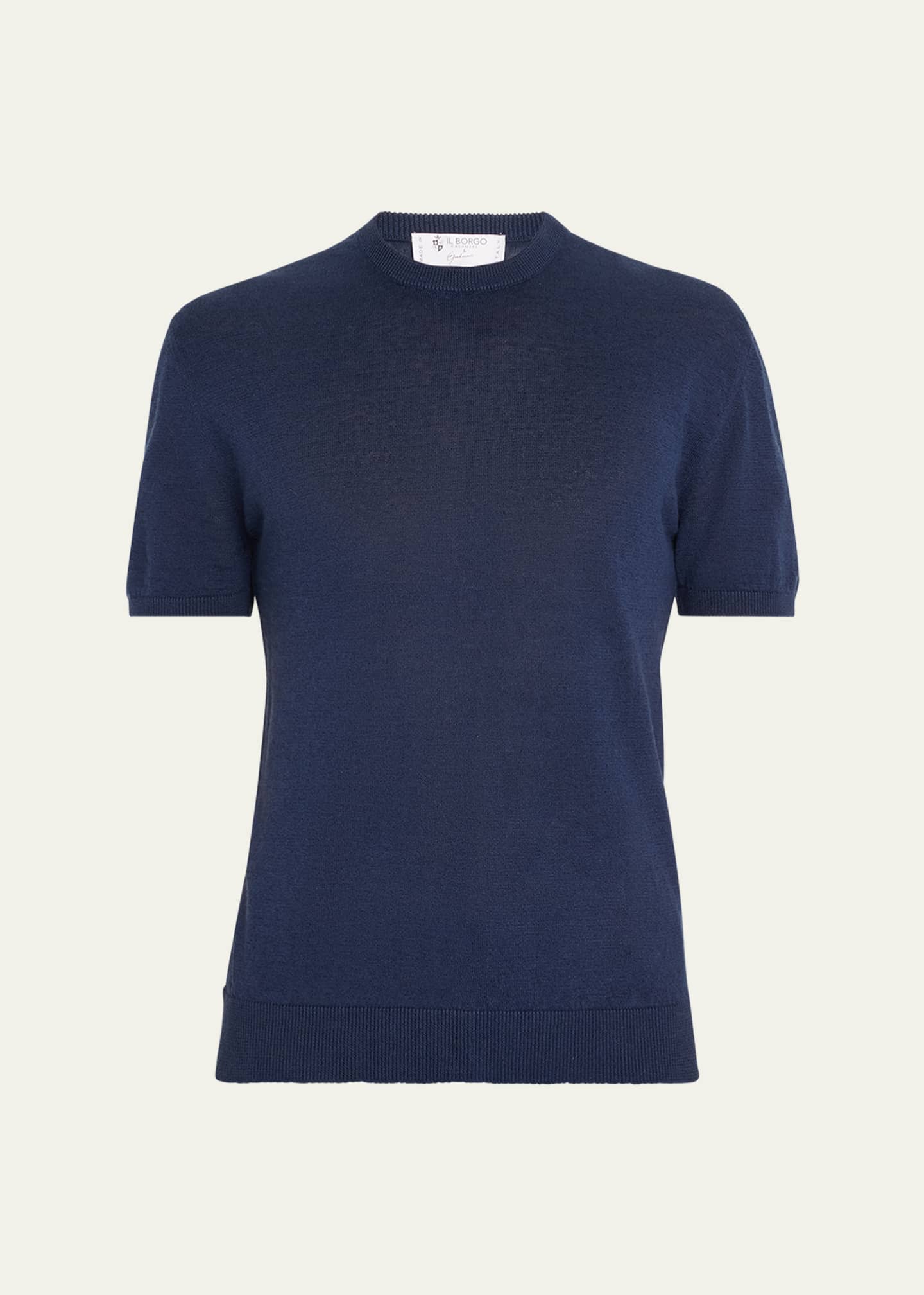 Bergdorf Goodman Men's Knit Crewneck Linen-Cotton Sweater Shirt Image 1 of 5
