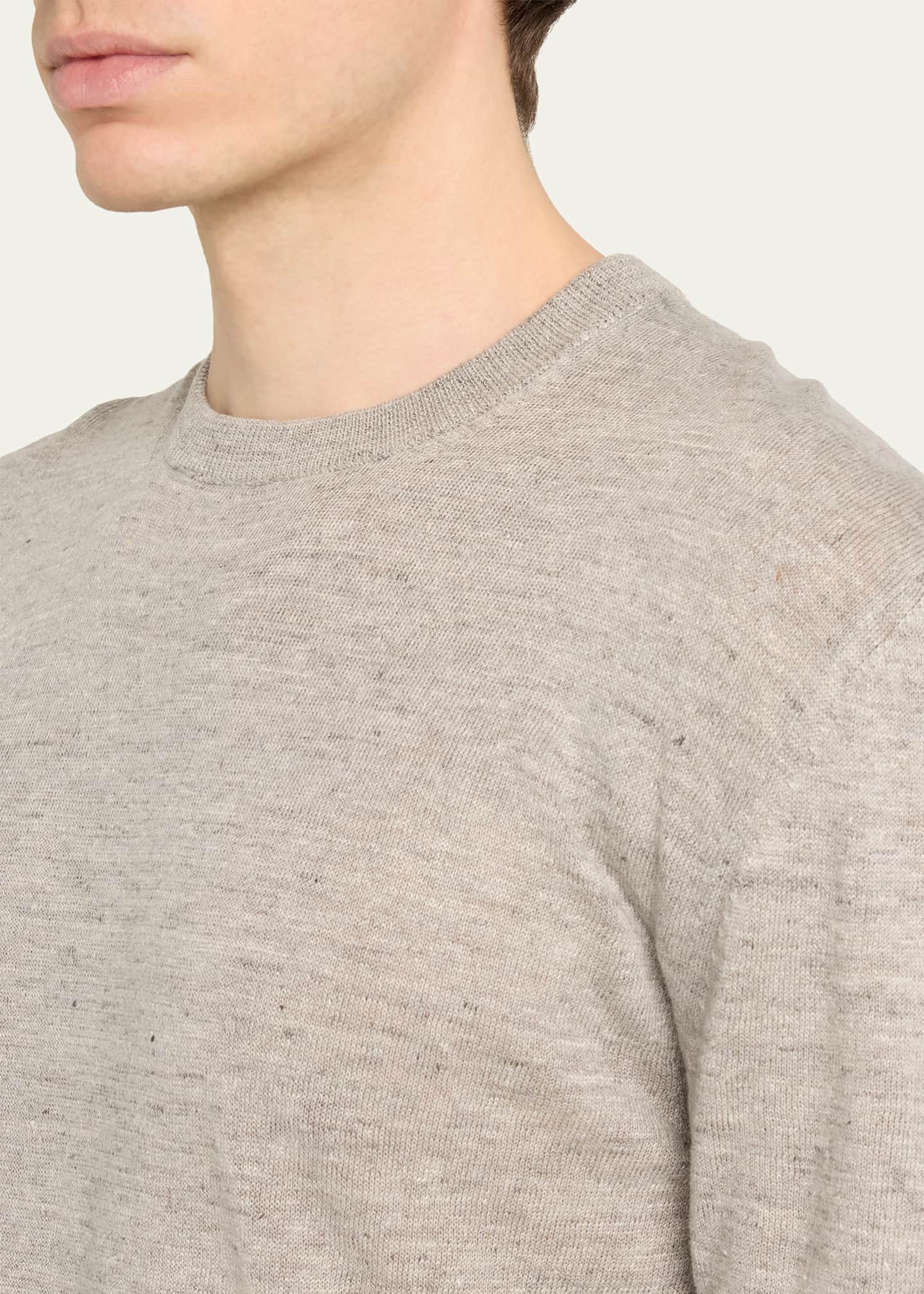 Bergdorf Goodman Men's Knit Crewneck Linen-Cotton Sweater Shirt Image 5 of 5