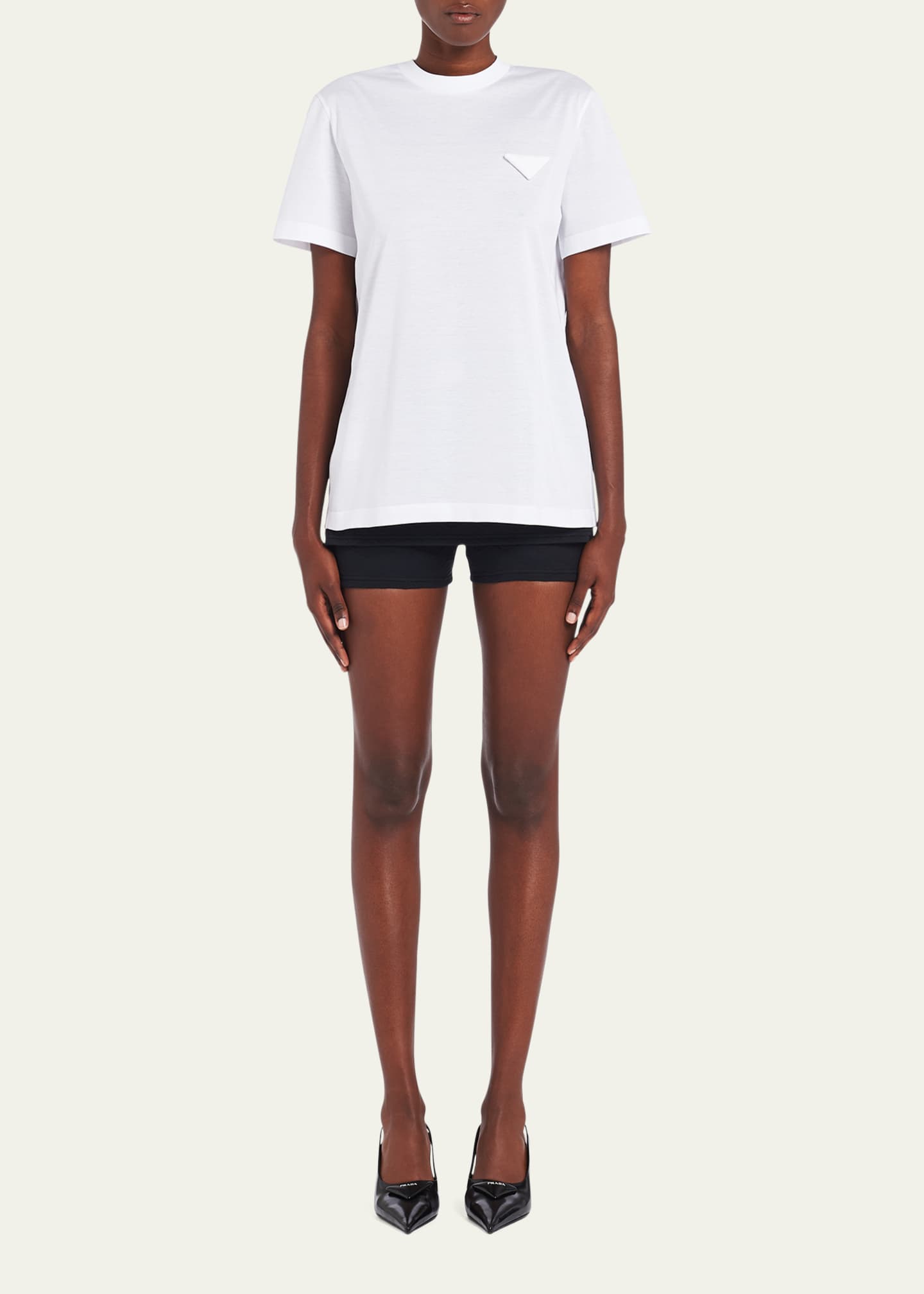 Prada Lace-Up Back Jersey T-Shirt Image 2 of 4