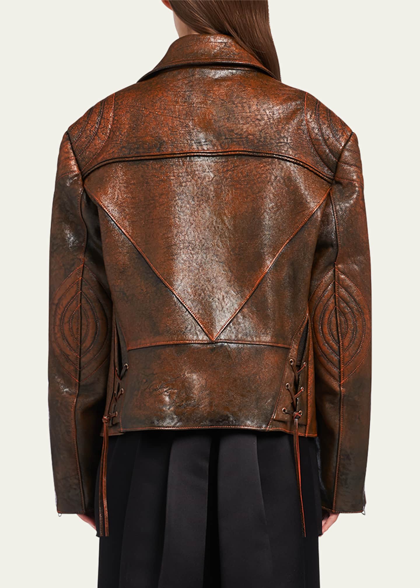Prada Vitello Leather Biker Jacket Bergdorf Goodman