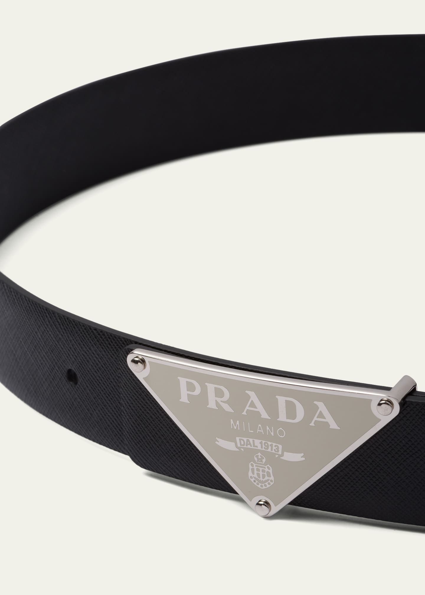 Prada Men's Triangle Logo Metal Belt Buckle Image 2 of 3
