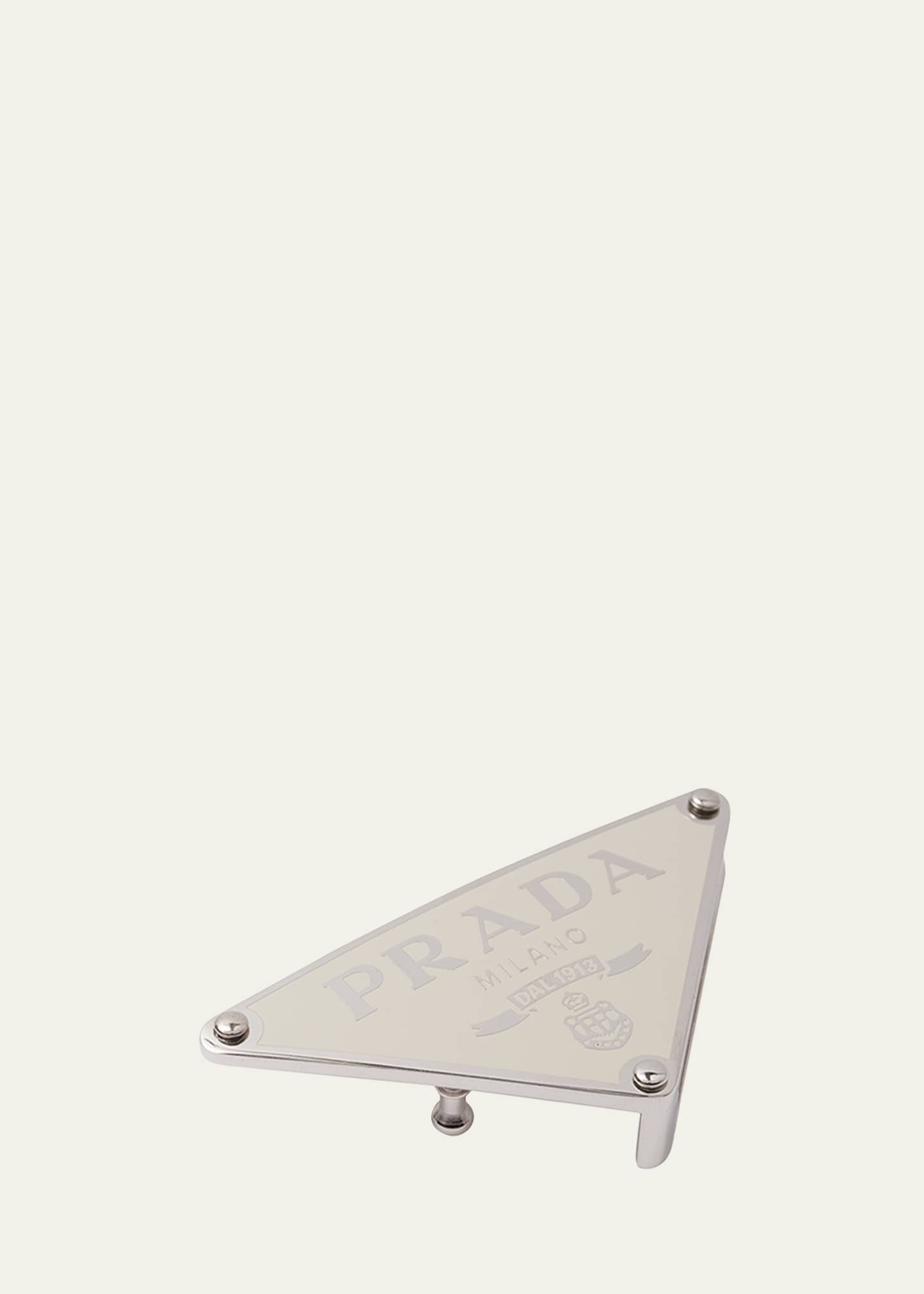 Prada Men's Triangle Logo Metal Belt Buckle Image 3 of 3