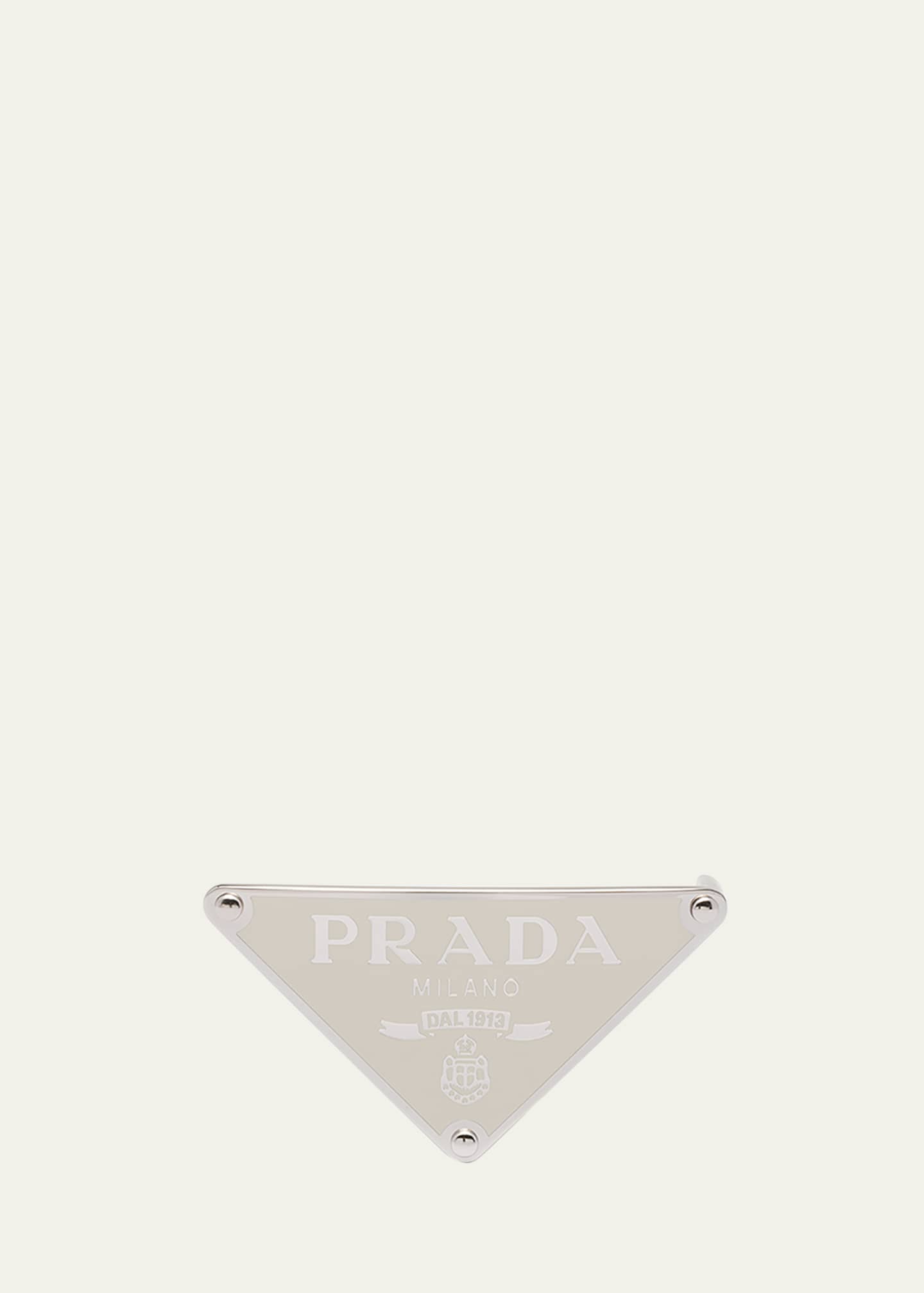 Prada Men's Triangle Logo Metal Belt Buckle Image 1 of 3