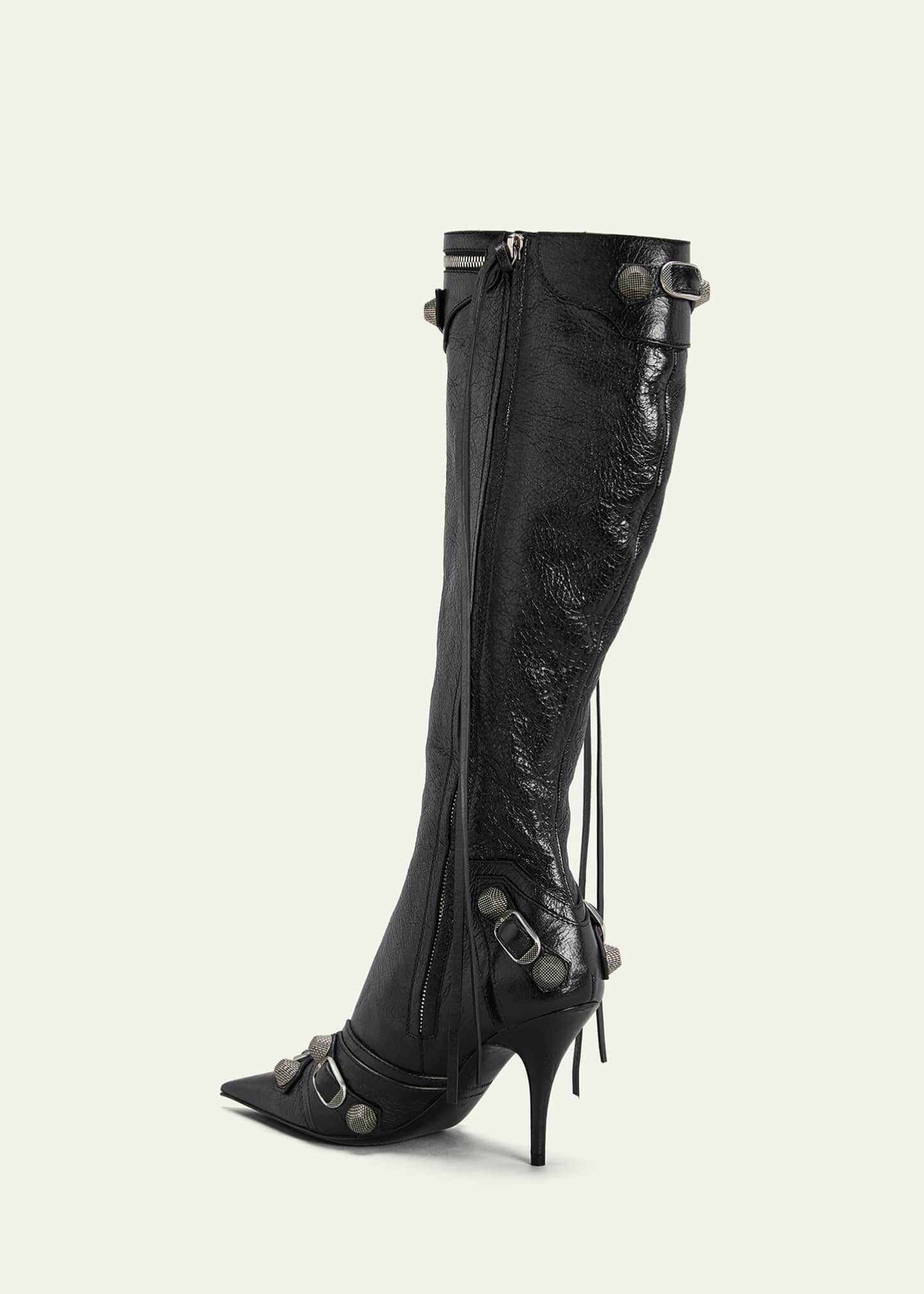 Cagole Lambskin Buckle Zip Knee Boots