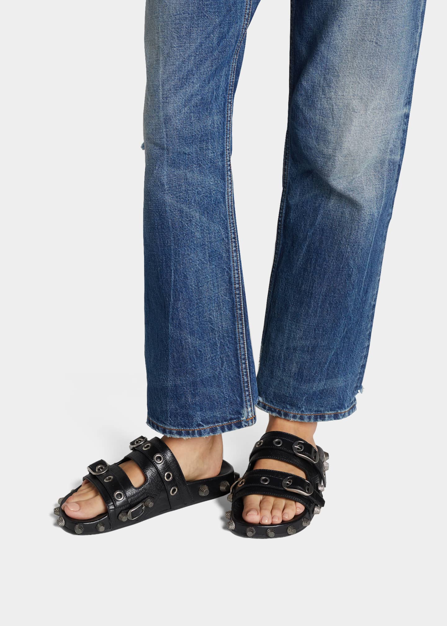 Balenciaga Cagole Lambskin Buckle Slide Sandals Bergdorf Goodman