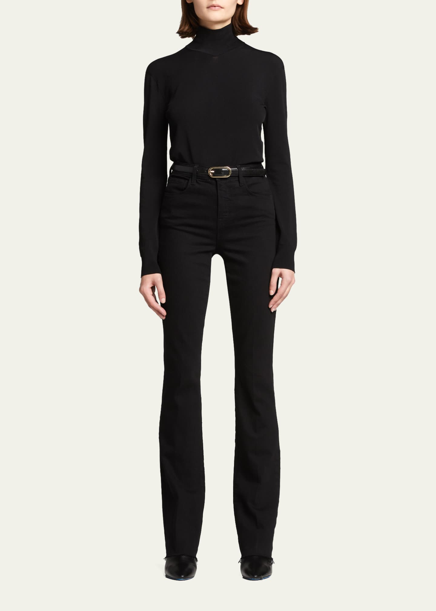 L'Agence Ruth High-Rise Straight Jeans w/ Raw Hem - Bergdorf Goodman