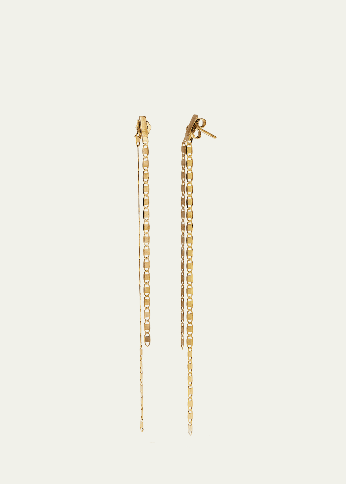 14K Gold Linear Malibu Dusters Front and Back Earrings