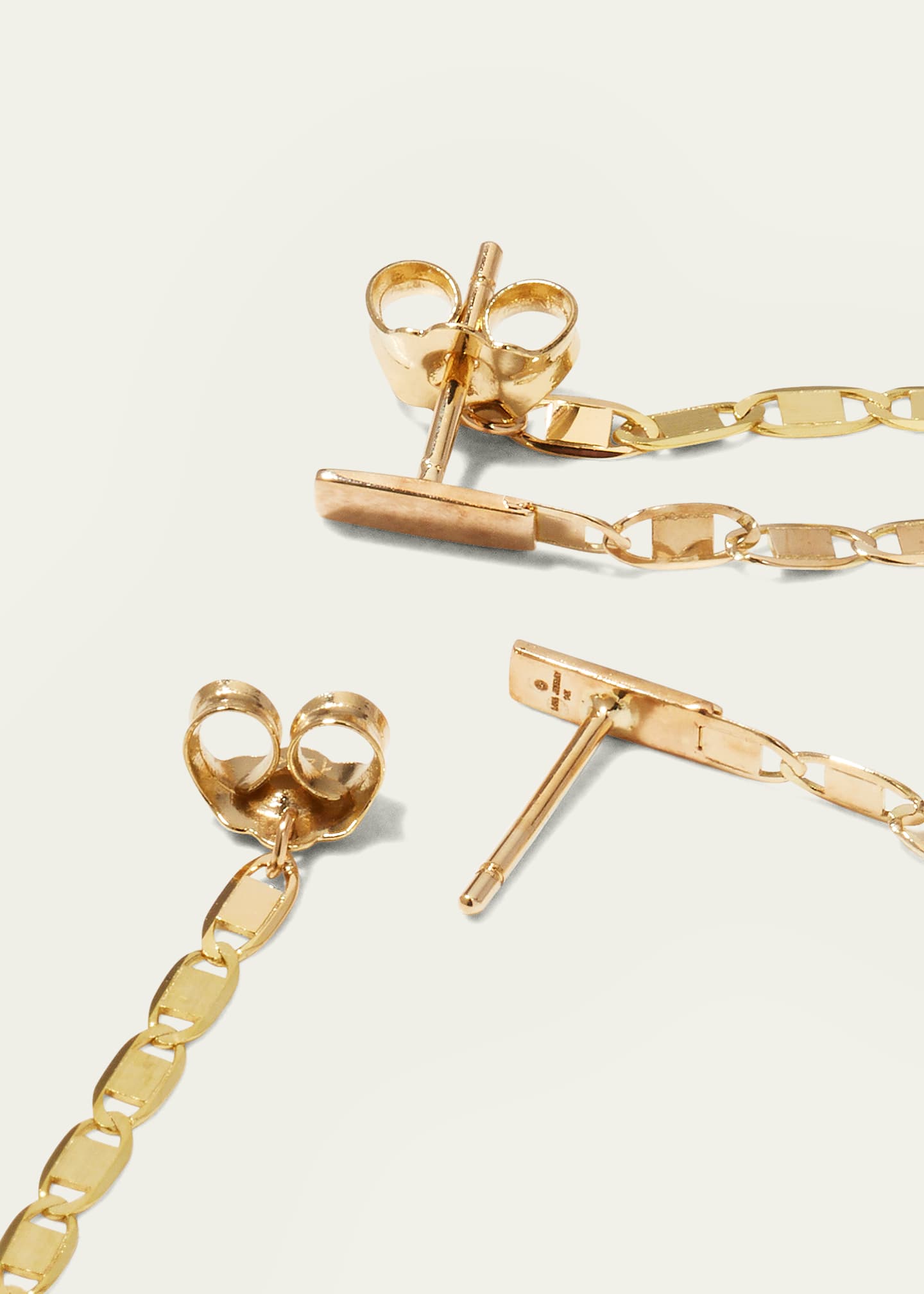 14K Gold Linear Malibu Dusters Front and Back Earrings