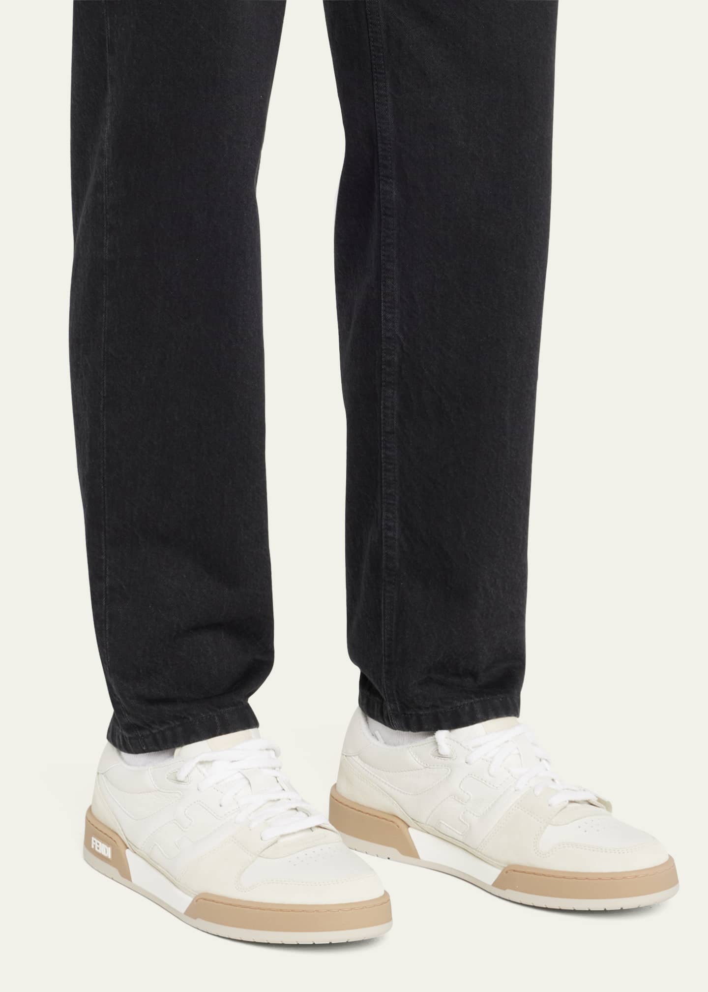 Fendi Men's Match Leather FF-Logo Low-Top Sneakers Image 2 of 5