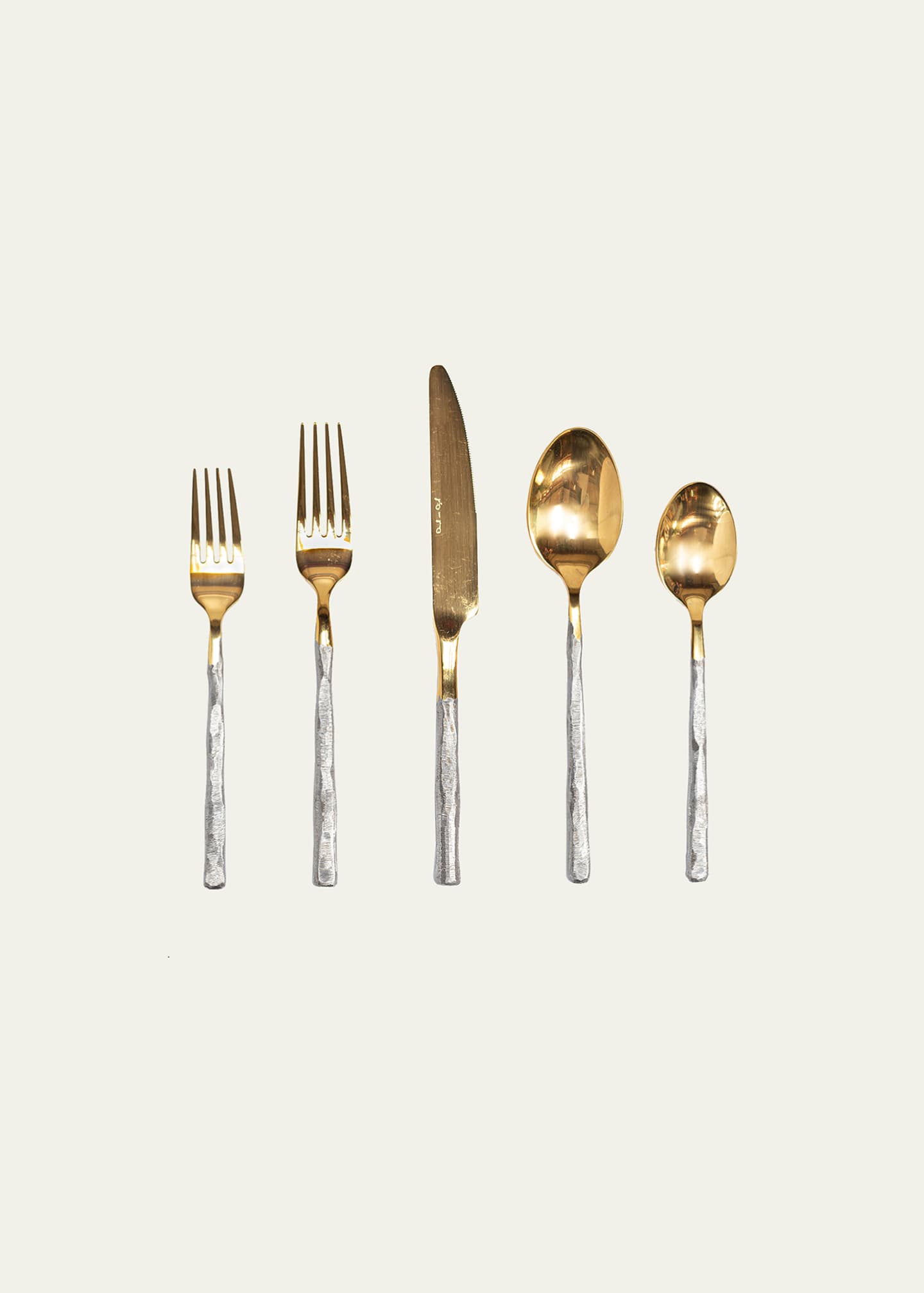 Gold Flatware Set With White Handle