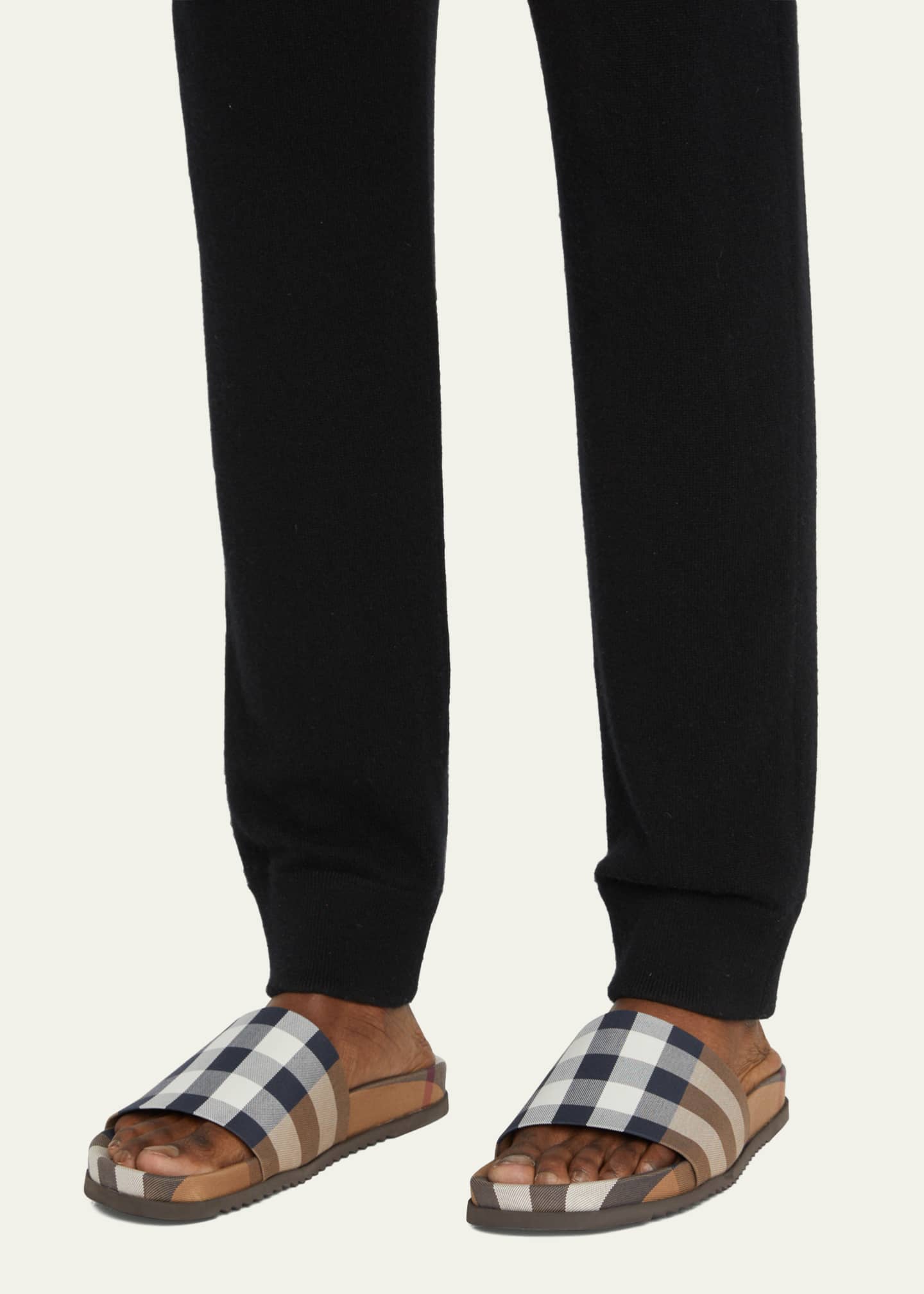 Burberry Men's Melroy Check Slide Sandals Bergdorf Goodman