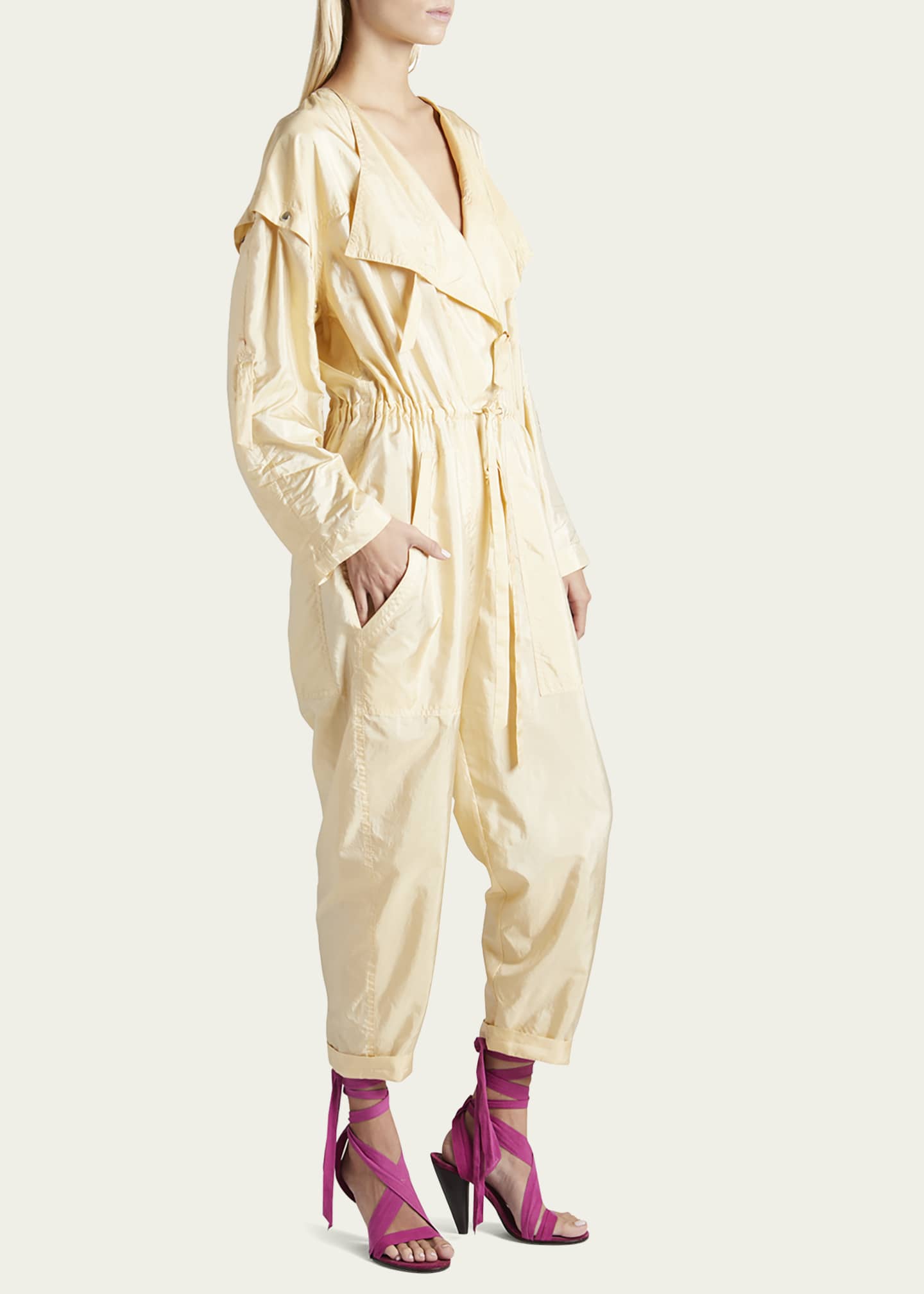 Isabel Marant Lympia TaperedLeg Ankle Silk Taffeta Jumpsuit Bergdorf Goodman