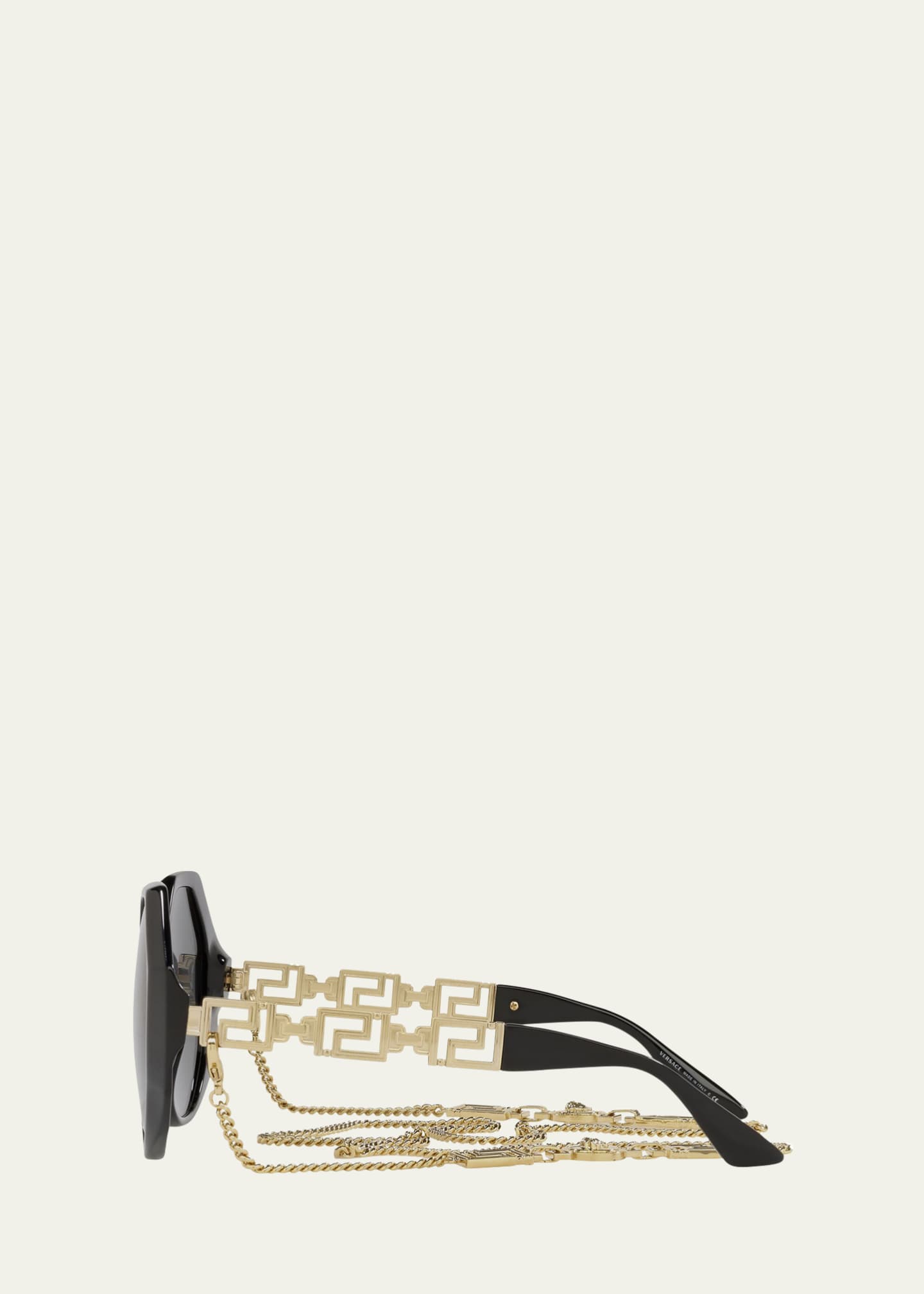 Versace Greek Key Geometric Square Sunglasses w Detachable Chain