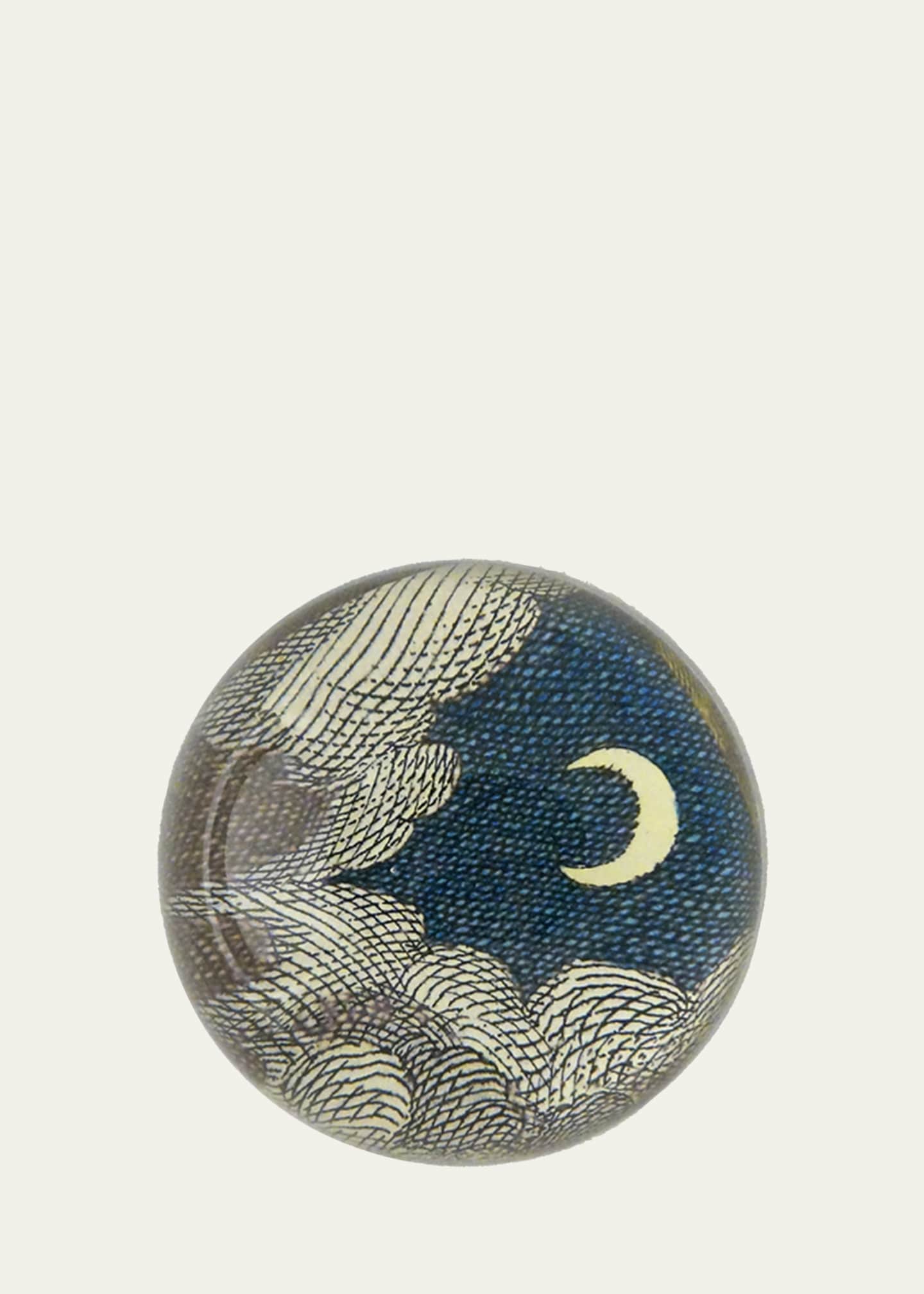 John Derian Clouds and Crescent Moon Dome Paperweight