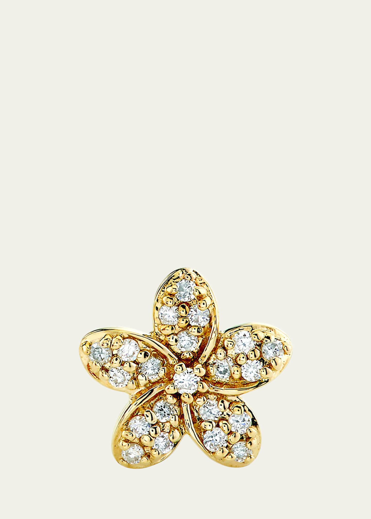 Sydney Evan Yellow Gold Plumeria Diamond Flower Stud Earring, Single Image 1 of 2