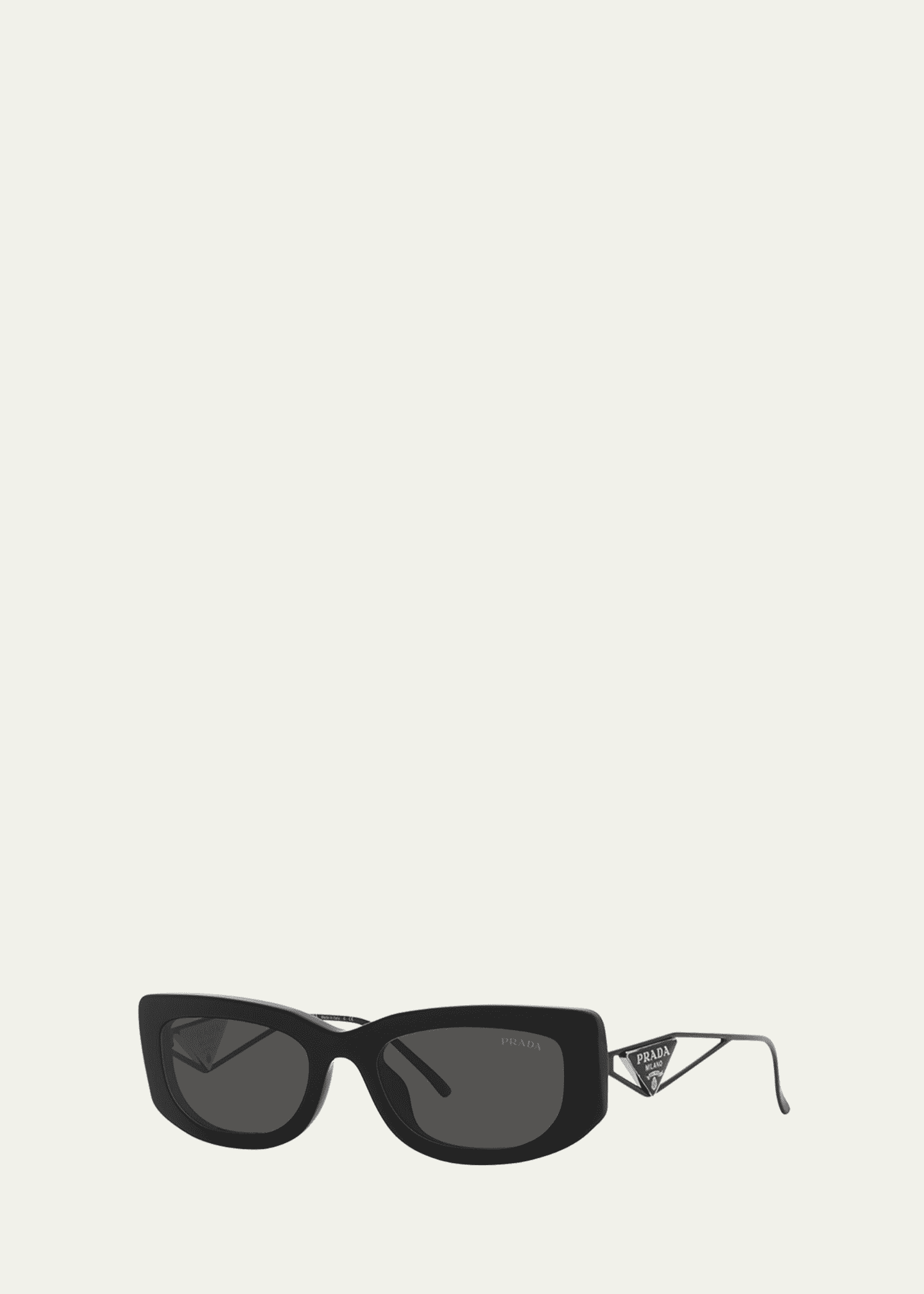 Prada Triangle Logo Rectangle Acetate & Metal Sunglasses