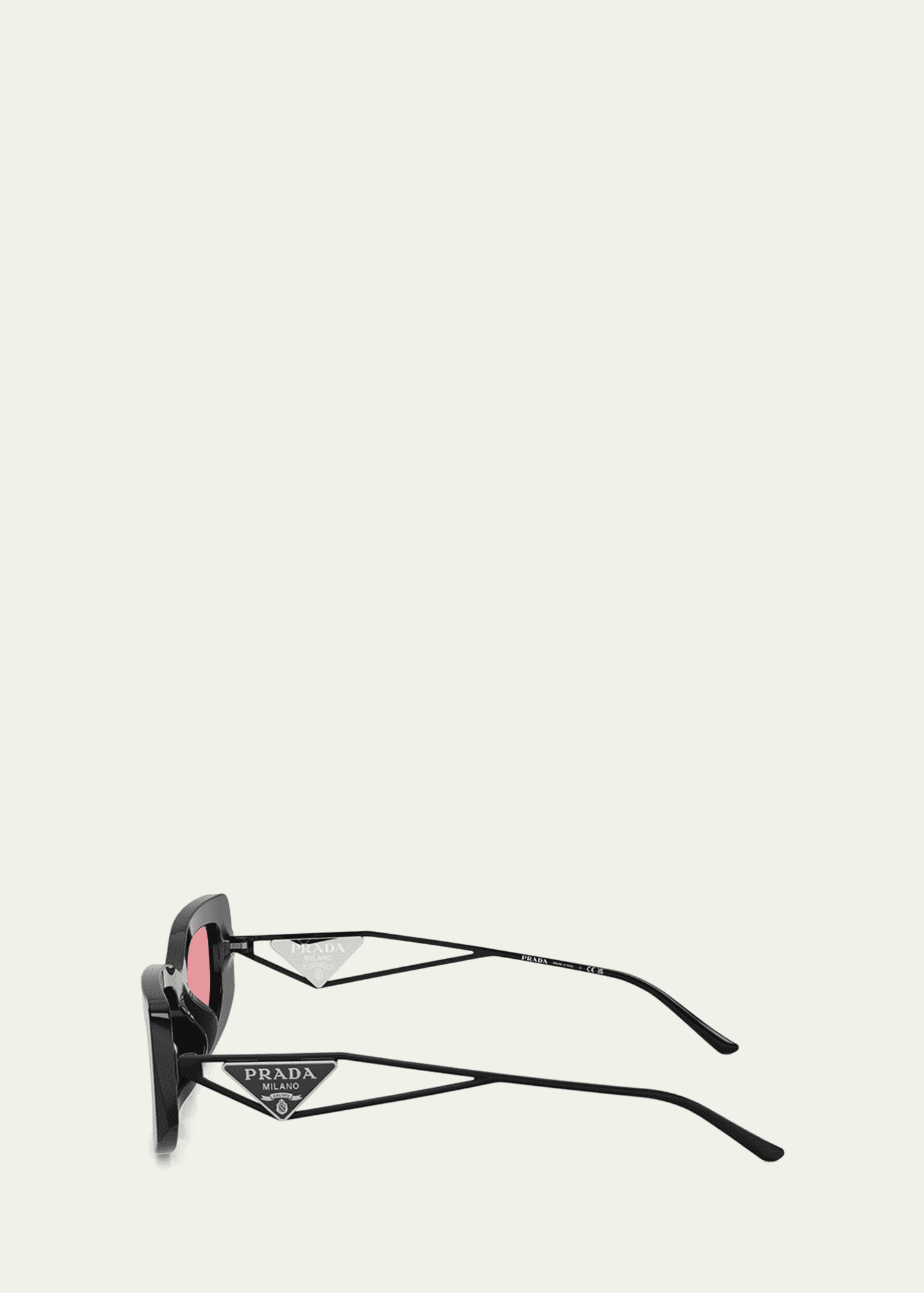 Prada Triangle Logo Rectangle Acetate & Metal Sunglasses