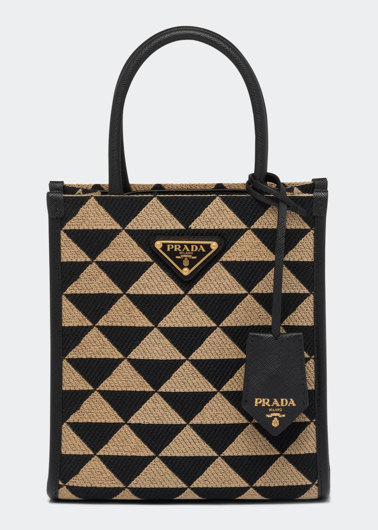 Prada Small Triangle Logo Jacquard Tote Bag Bergdorf Goodman