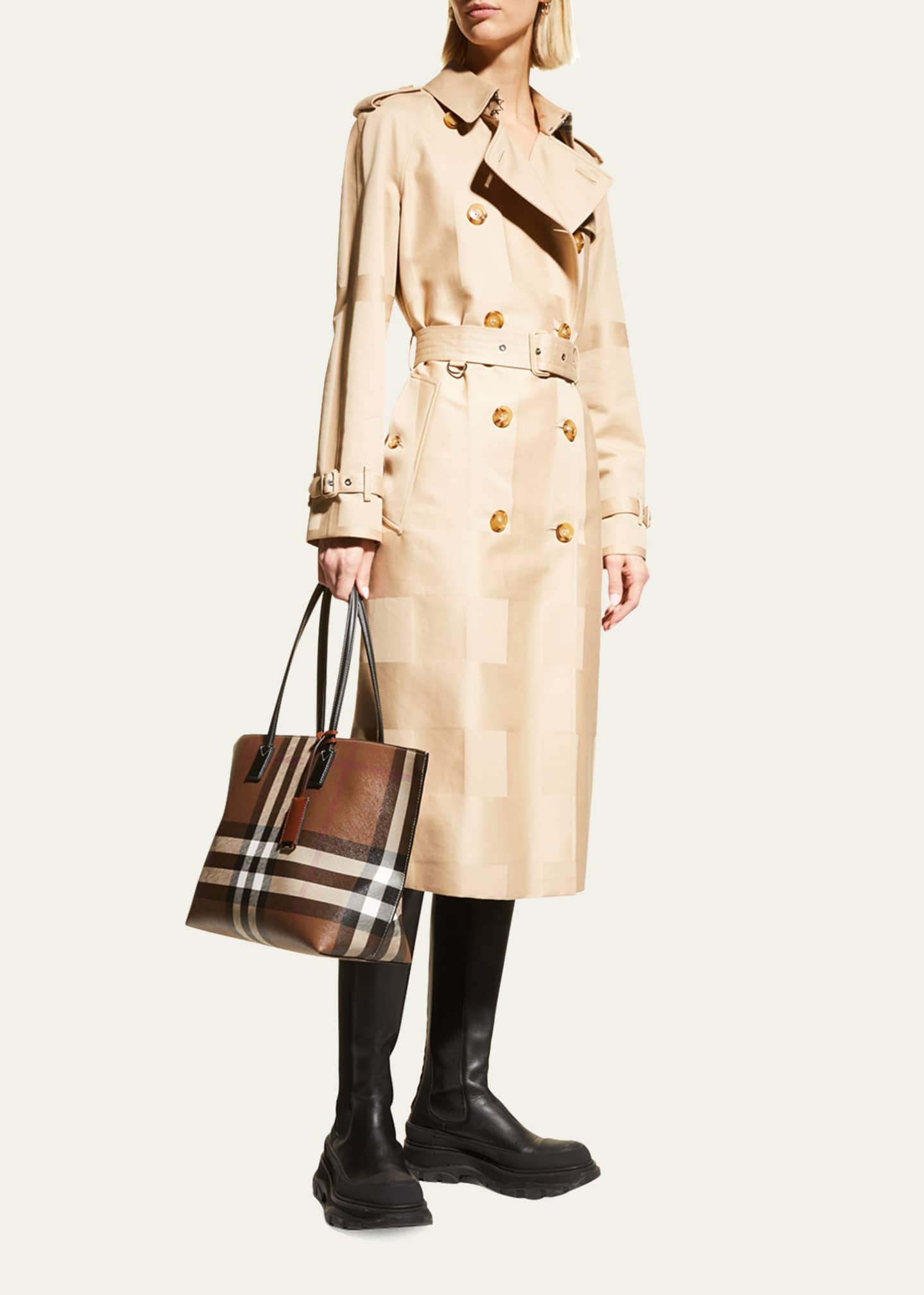 Burberry Check E-Canvas Tote Bag