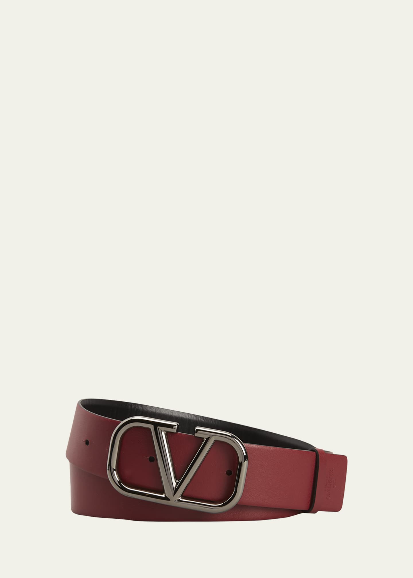 Valentino Garavani Men's Reversible Leather V-Logo Buckle Belt ...