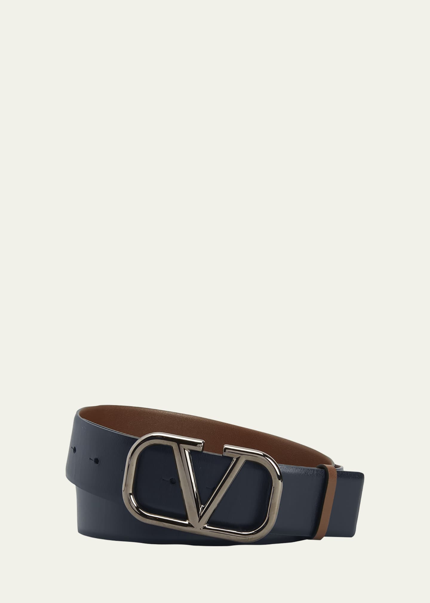 Men's V-Logo Leather Belt