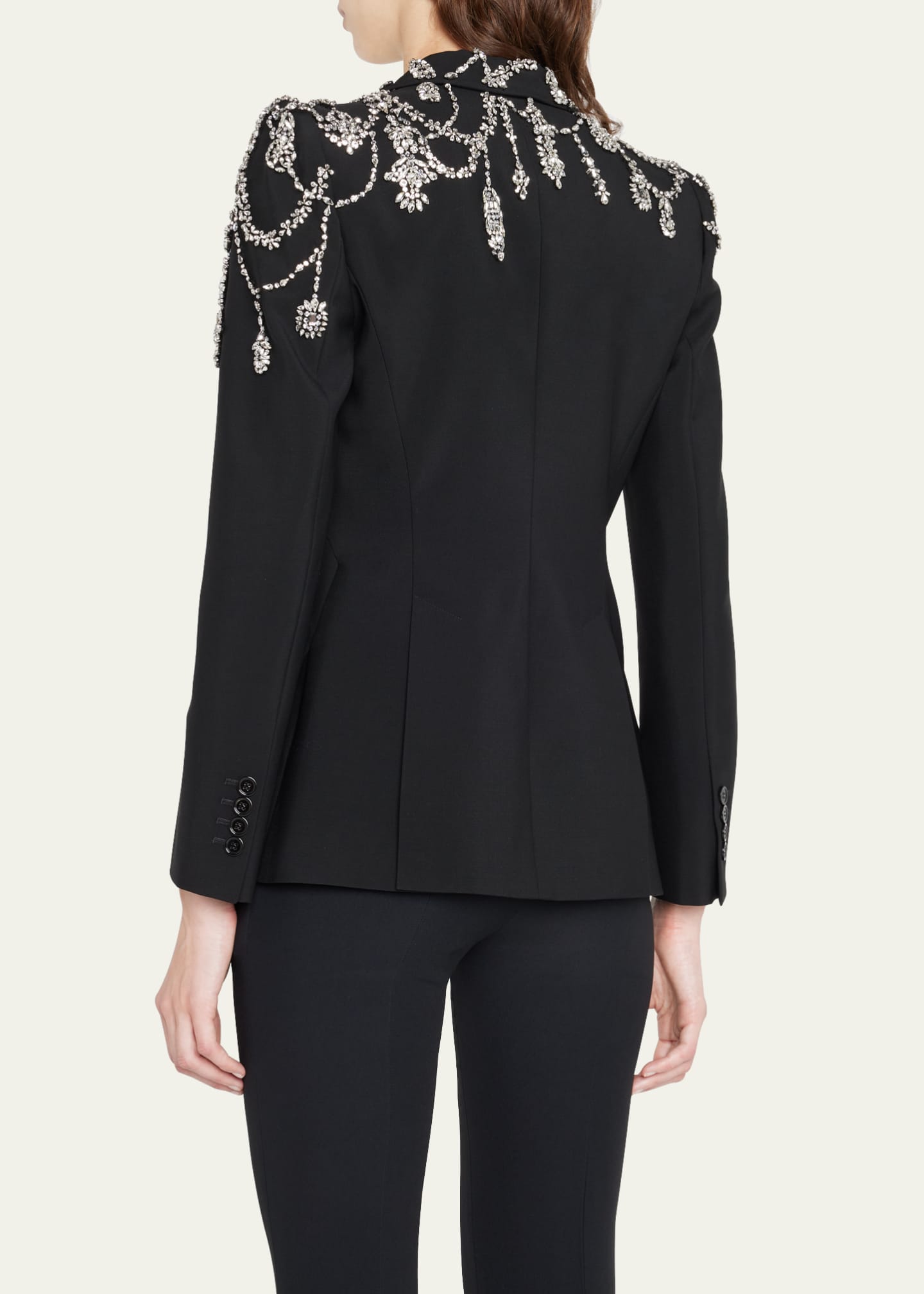 Alexander McQueen Crystal Embroidered Single-Breasted Blazer - Bergdorf ...