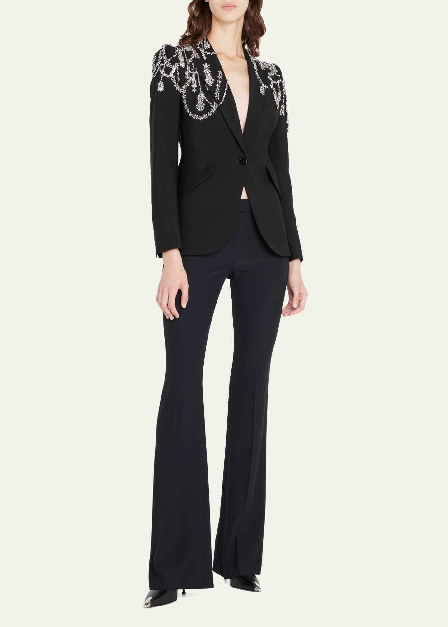Alexander McQueen Crystal Embroidered Single-Breasted Blazer - Bergdorf ...