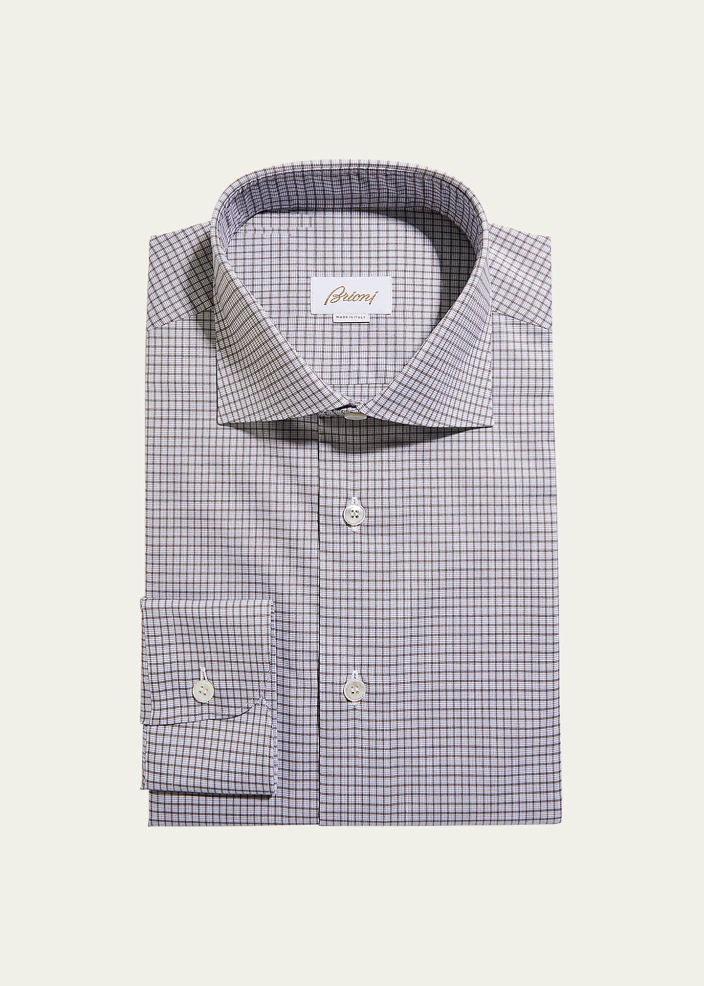 Brioni Men's Graph Check Cotton Dress Shirt - Bergdorf Goodman