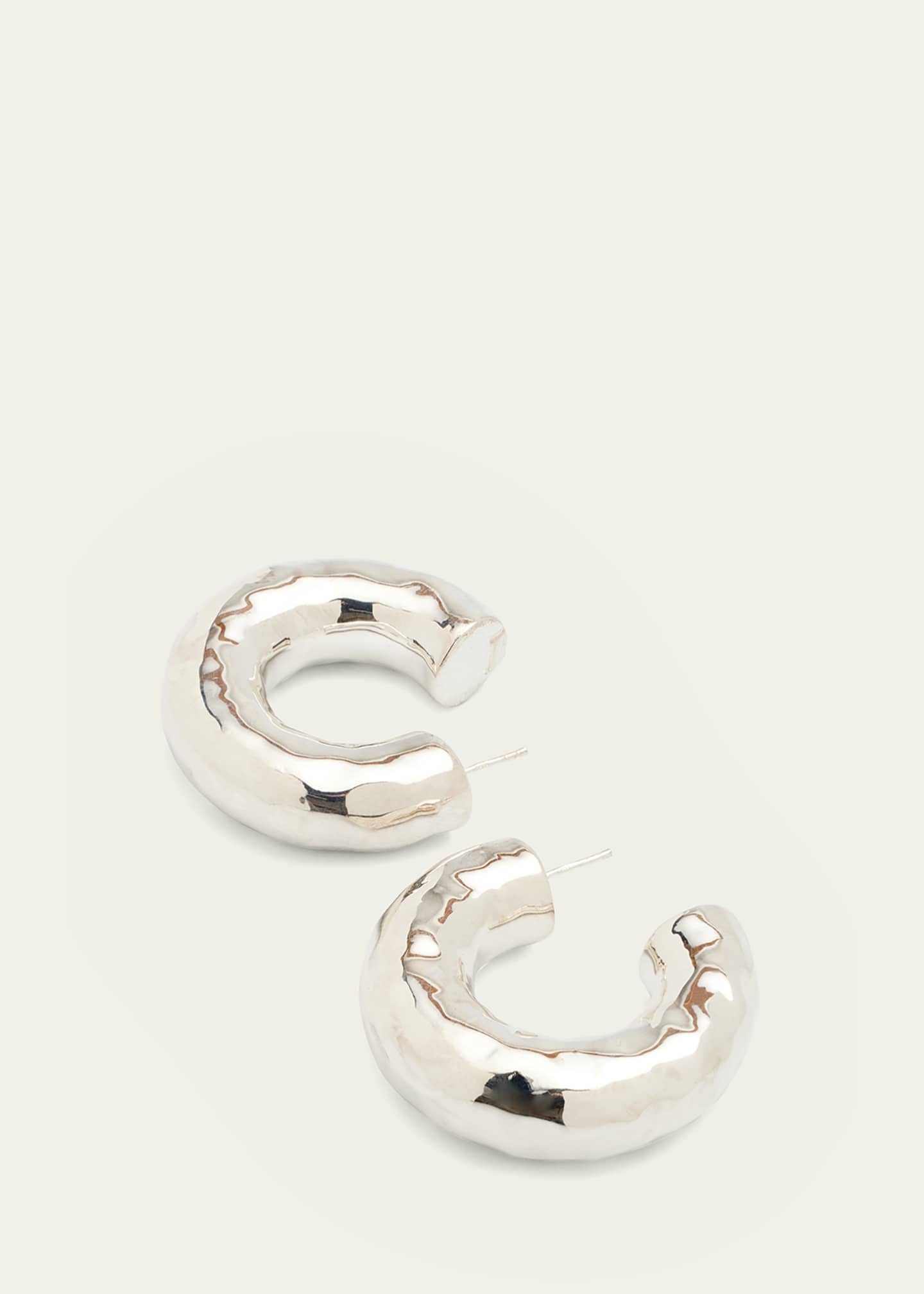 Ippolita Hammered Medium Hoop Earrings in Sterling Silver Image 3 of 4