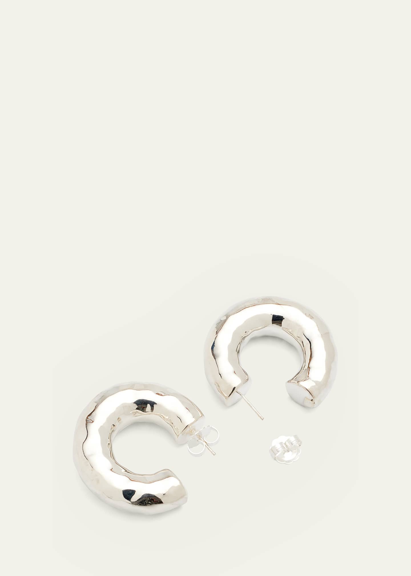 Ippolita Hammered Medium Hoop Earrings in Sterling Silver Image 4 of 4
