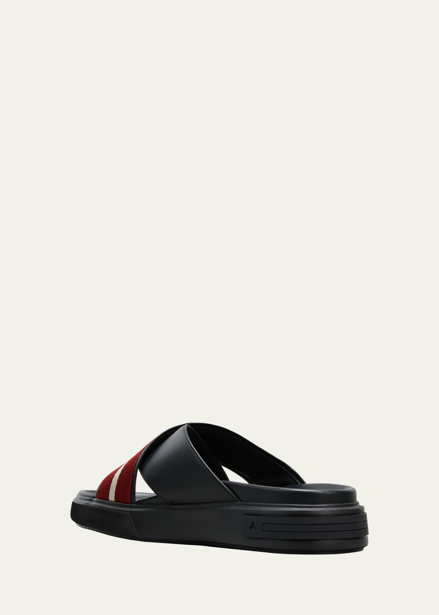 Bally Men s Jaket Nylon Stripe Leather Slide Sandals