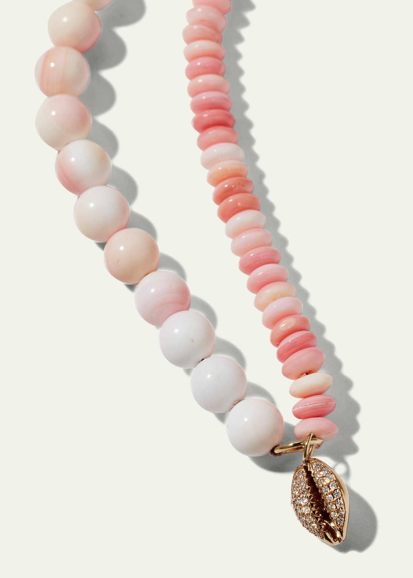 Sydney Evan Yellow Gold Conch Shell Combo Necklace with Pave Cowrie Charm Image 3 of 4