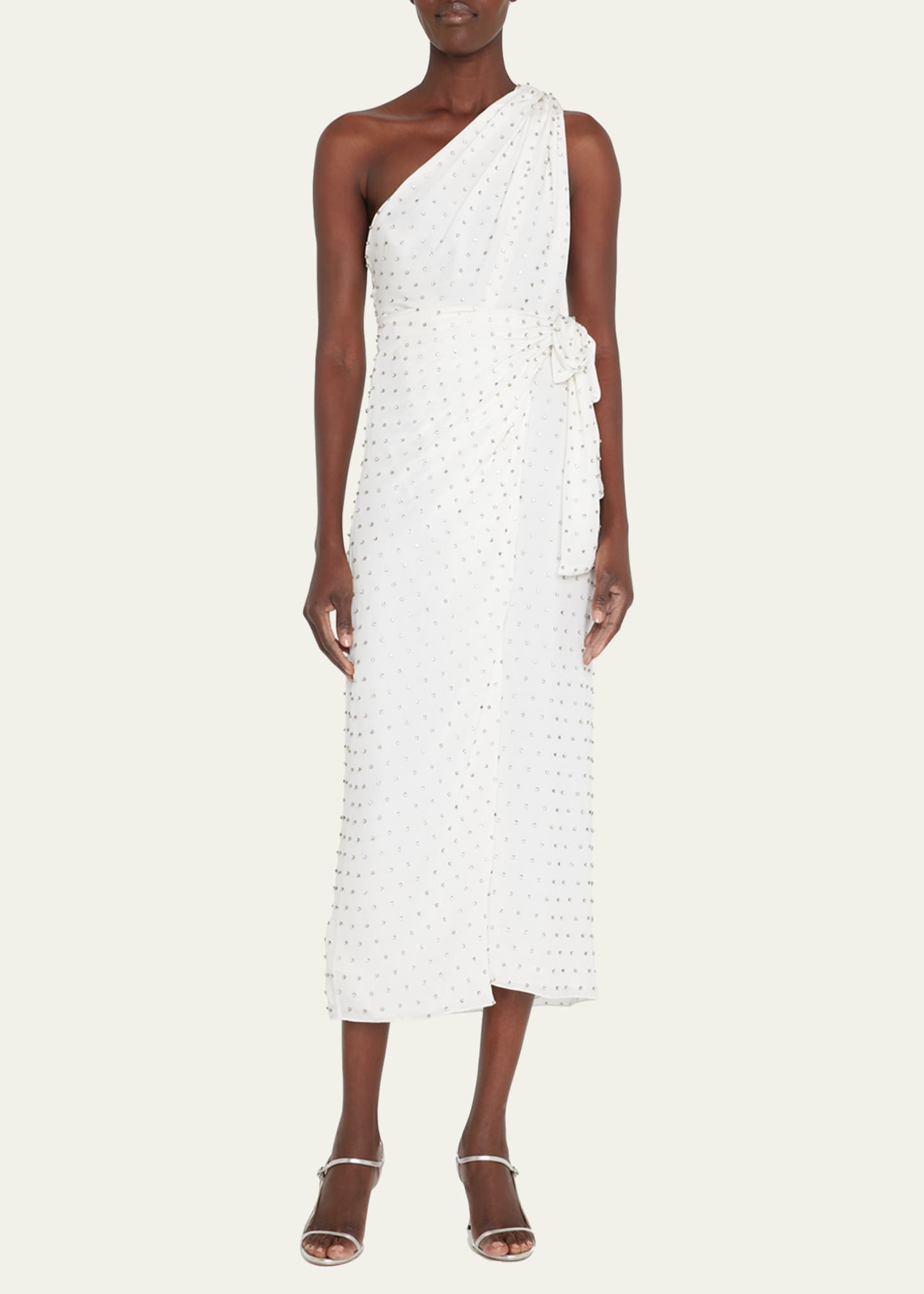 Azeeza Emma Crystal One-Shoulder Midi Wrap Dress - Bergdorf Goodman