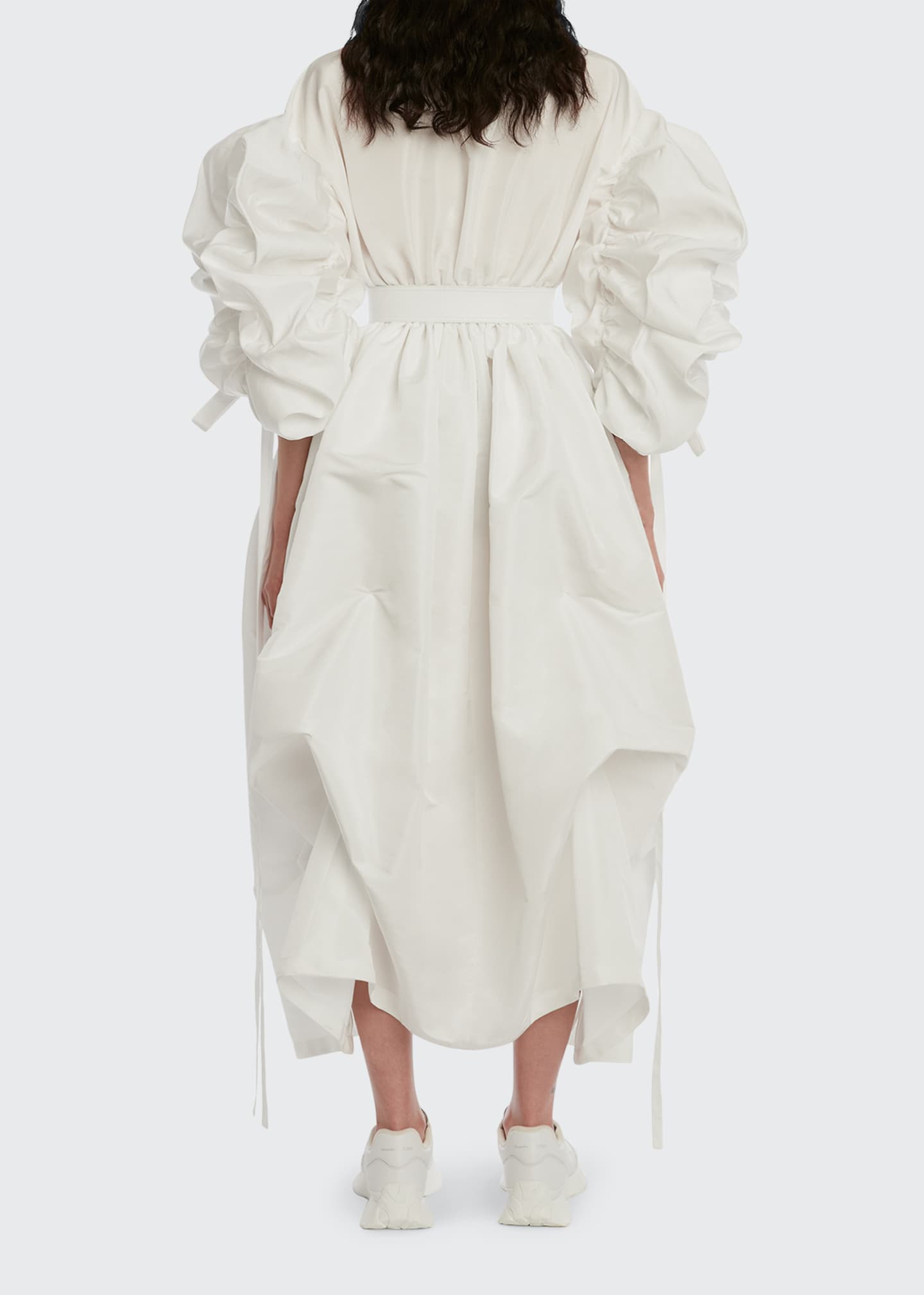 Alexander McQueen Puff-Sleeve Self-Tie Midi Shirtdress - Bergdorf Goodman