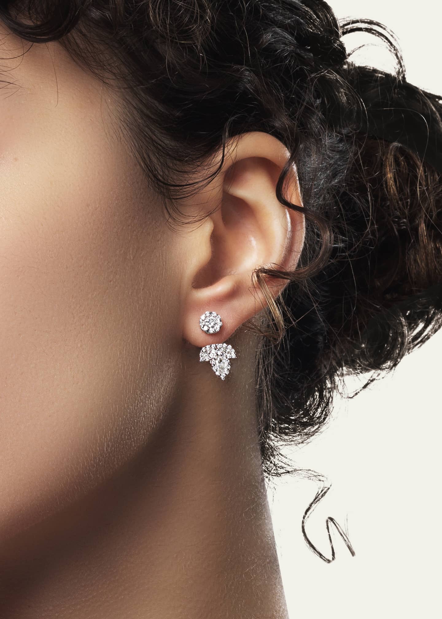 Yeprem White Gold Diamond Drop Earrings Image 2 of 2