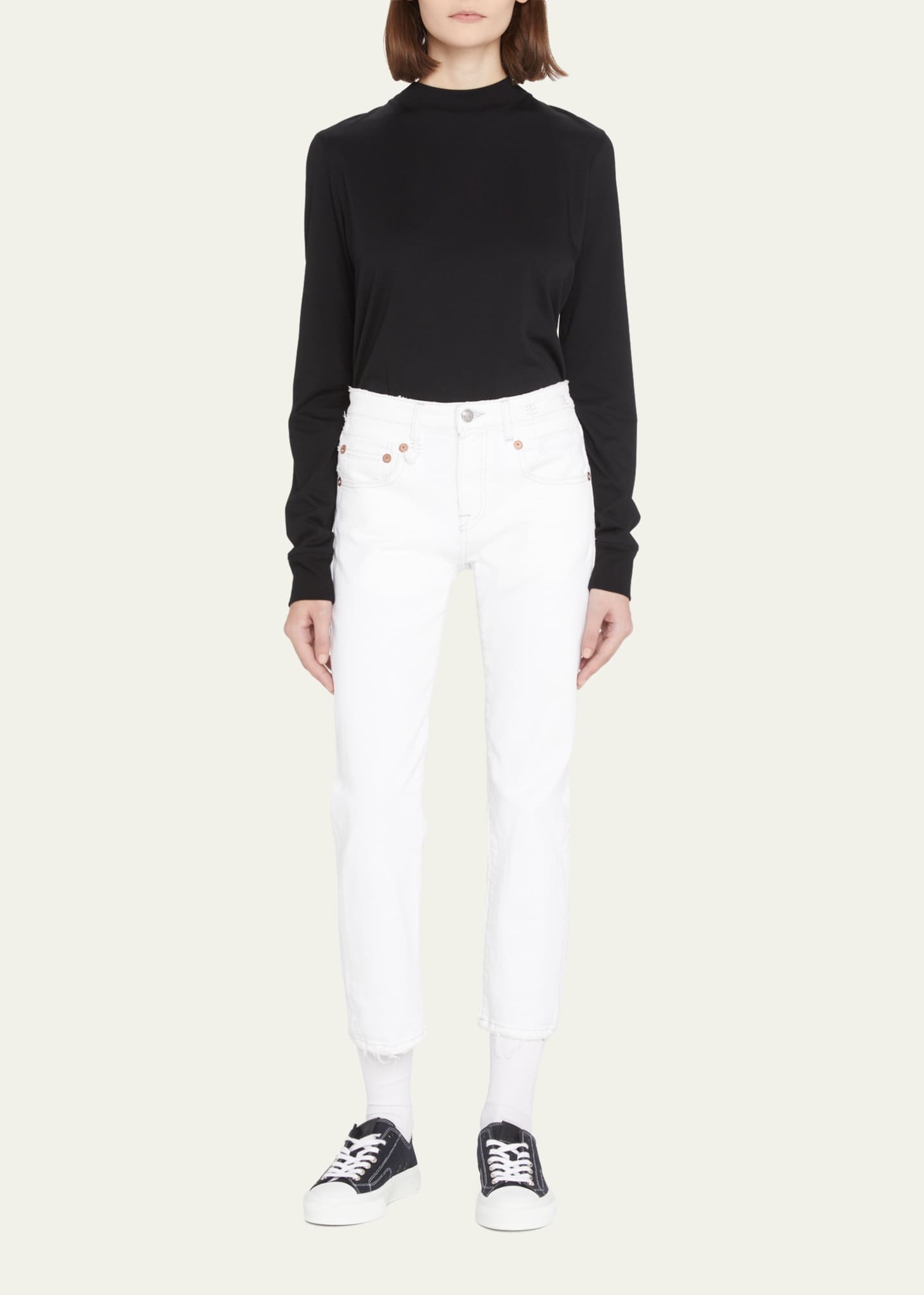 R13 Boy Straight Cropped Frayed Hem Jeans Image 2 of 5