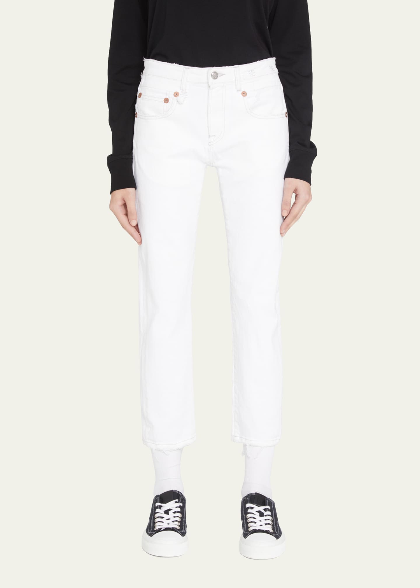 R13 Boy Straight Cropped Frayed Hem Jeans Image 4 of 5