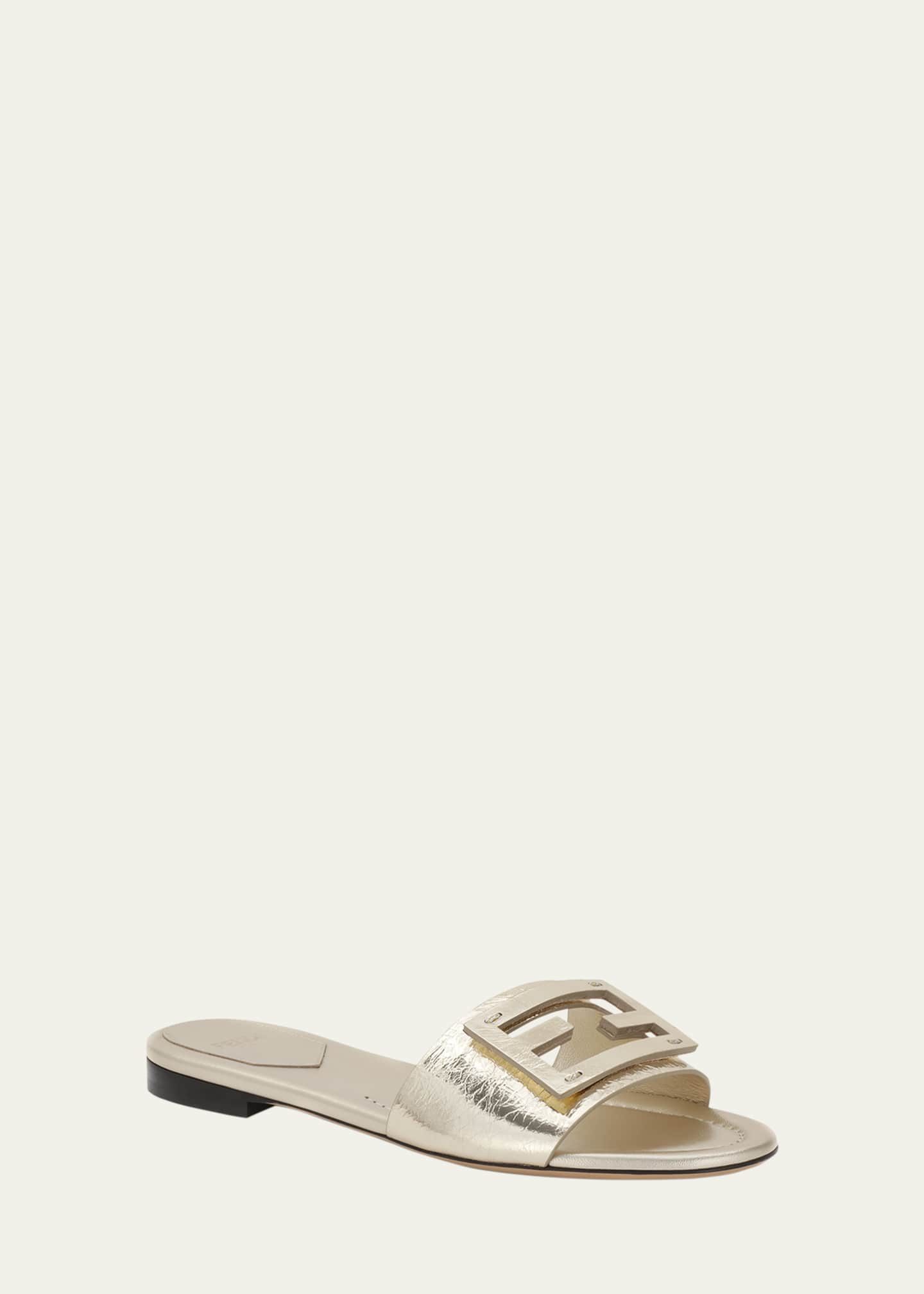 Fendi Baguette FF Tube Metallic Medallion Flat Sandals Image 2 of 3