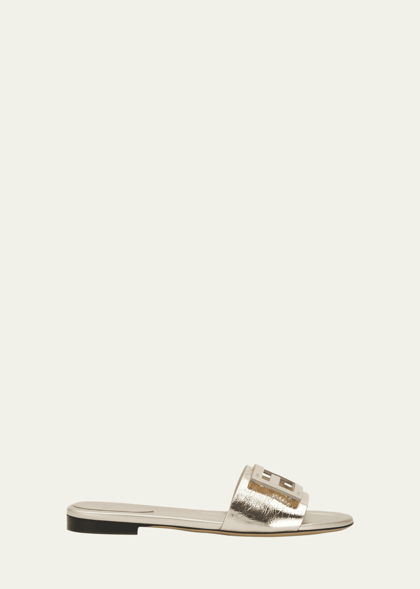 Fendi Baguette FF Tube Metallic Medallion Flat Sandals Image 1 of 3