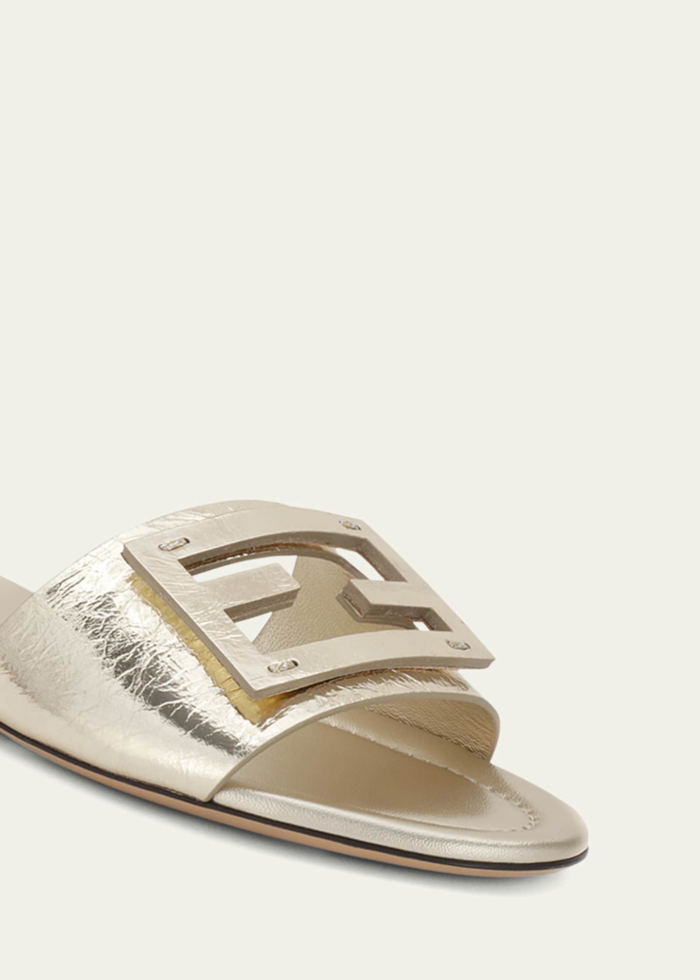 Fendi Baguette FF Tube Metallic Medallion Flat Sandals Image 3 of 3