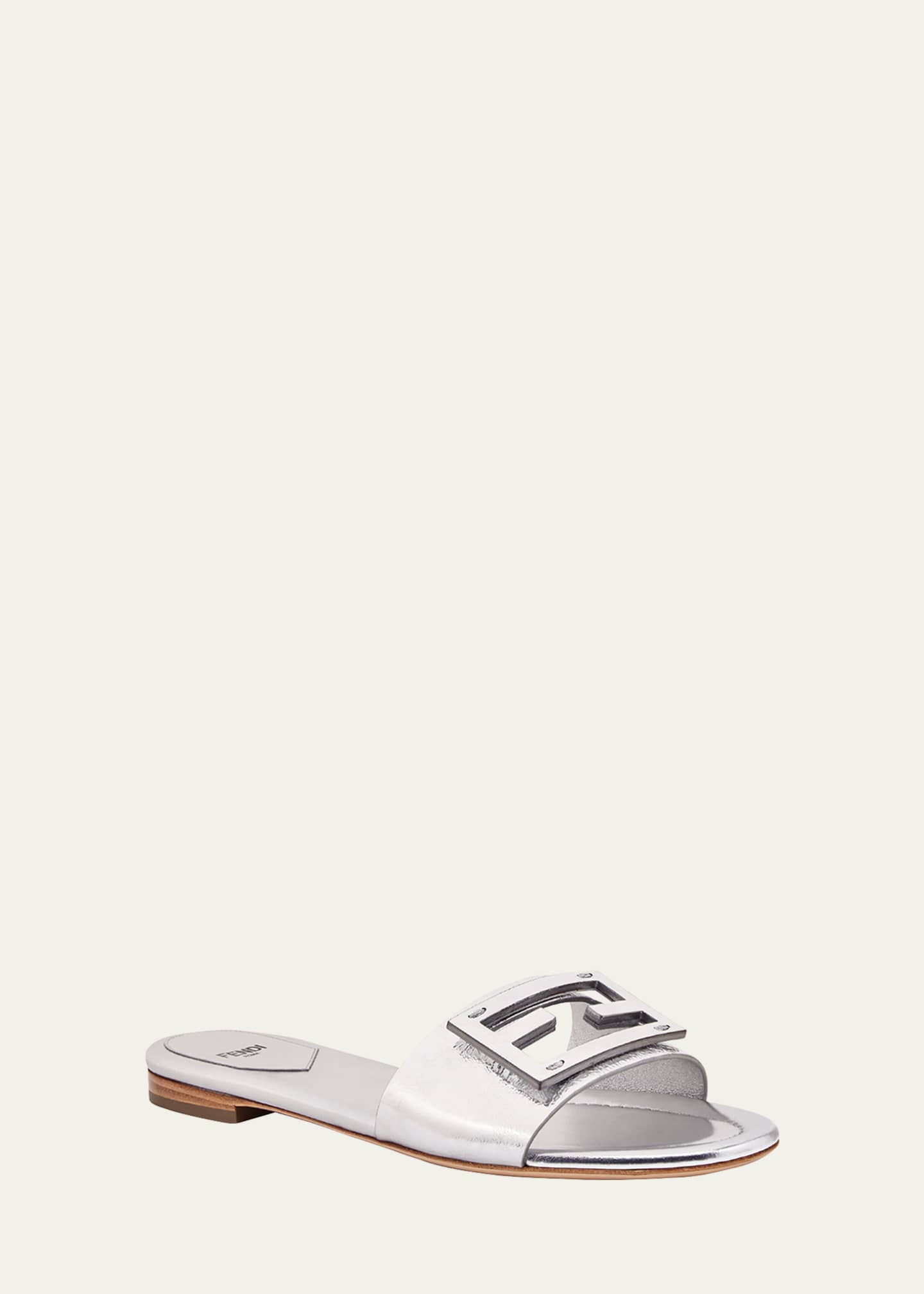 Fendi Baguette FF Tube Metallic Medallion Flat Sandals Image 2 of 3