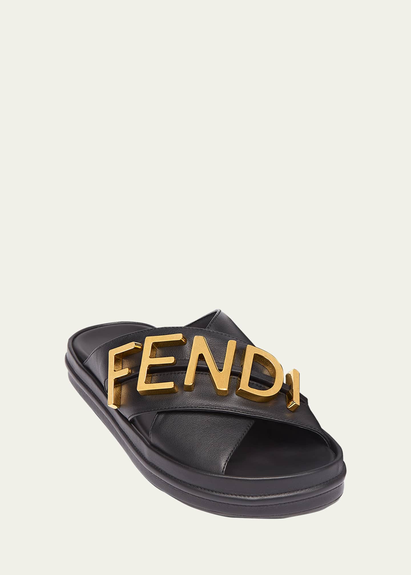 Fendi Logo Letter Crisscross Slide Sandals Bergdorf Goodman