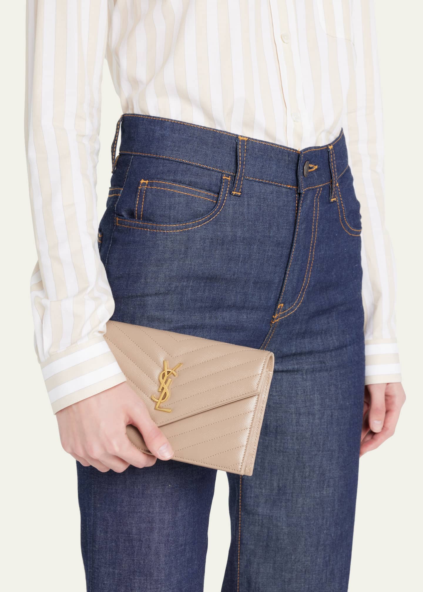 Saint Laurent Small YSL Envelope Flap Wallet on Chain Bergdorf Goodman