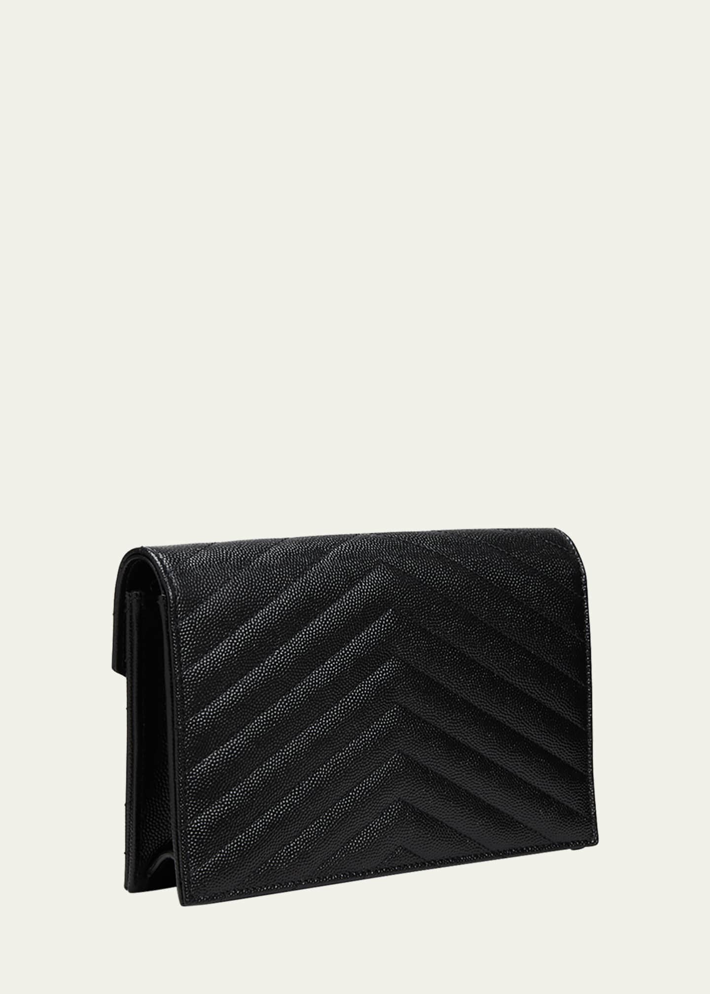 Envelope Quilted Pebbled Leather Wallet on a Chain