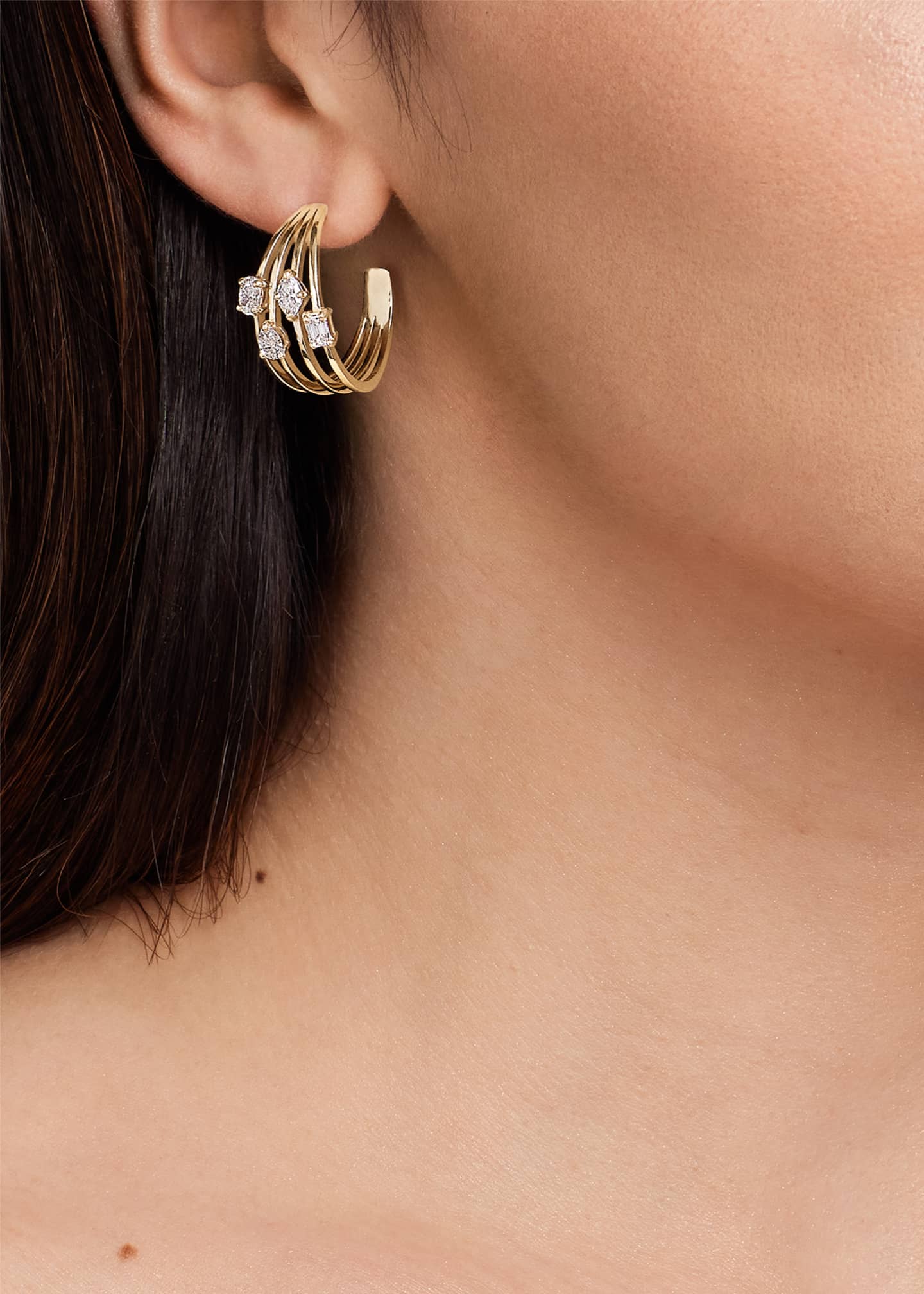 Lana Multi Fancies Crown 14K Yellow Gold Hoop Earrings with Diamonds