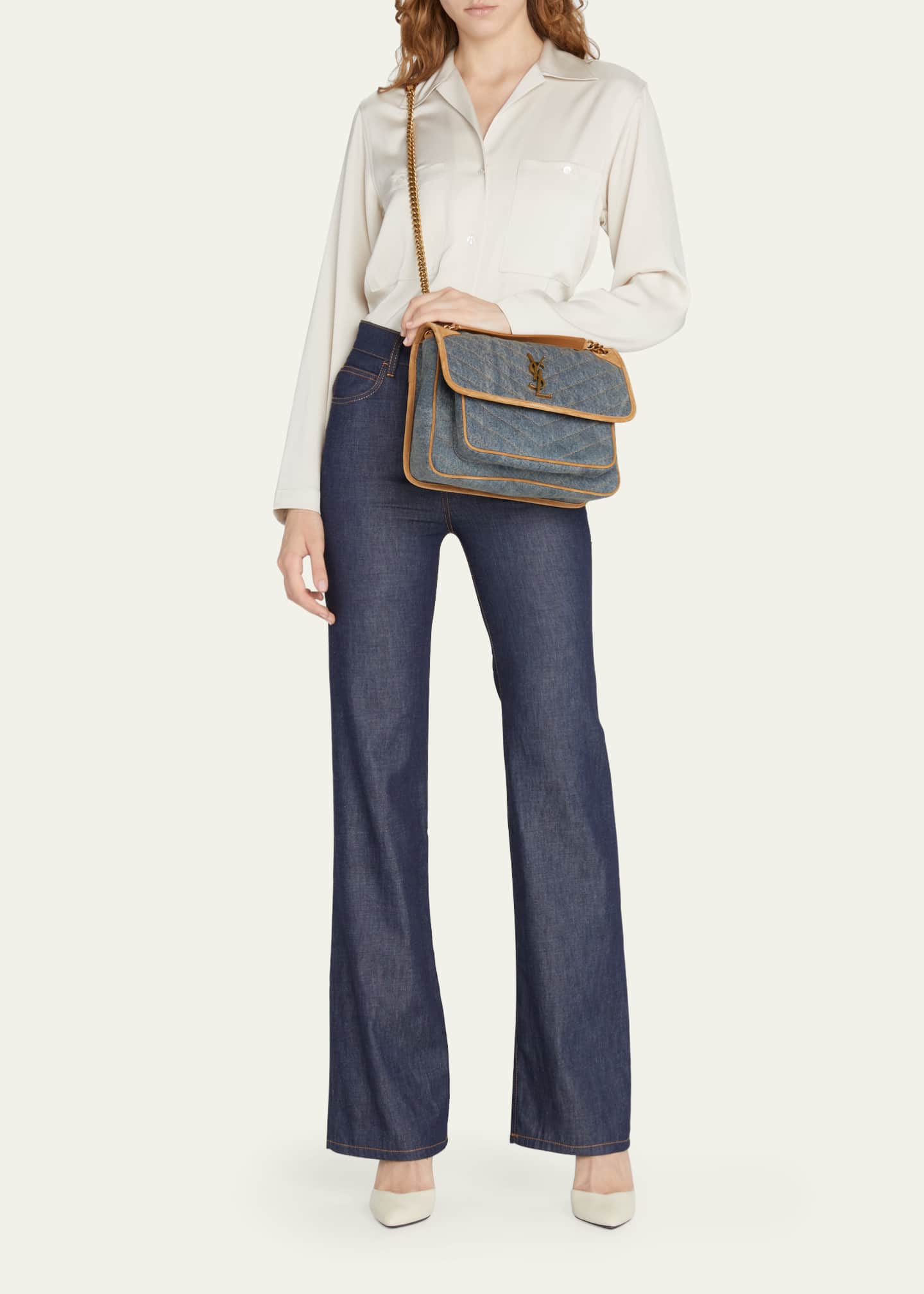Saint Laurent Niki Medium YSL Denim Shoulder Bag Bergdorf Goodman