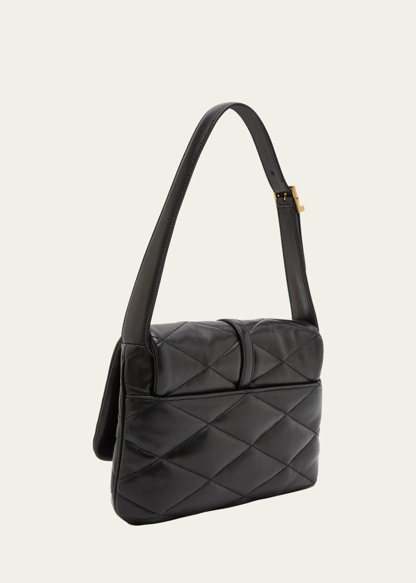 Saint Laurent Midnight Patent-leather Clutch Bag In Nero